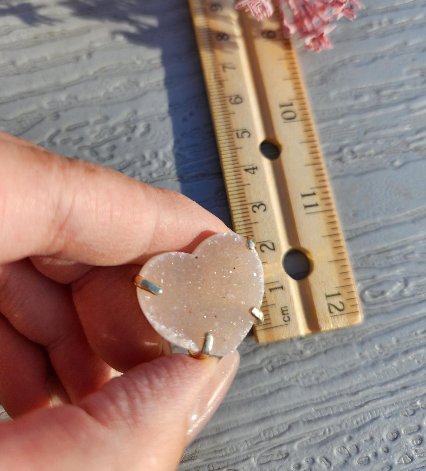 Pale pink rainbow amethyst ring