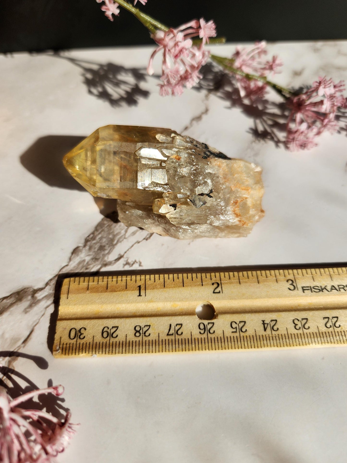 Natural kundalini citrine from the Congo, honey citrine with rainbows, genuine, untreated and not polished