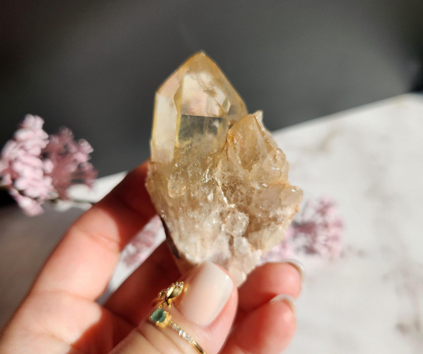 Natural kundalini citrine from the Congo, honey citrine with rainbows, genuine, untreated and not polished