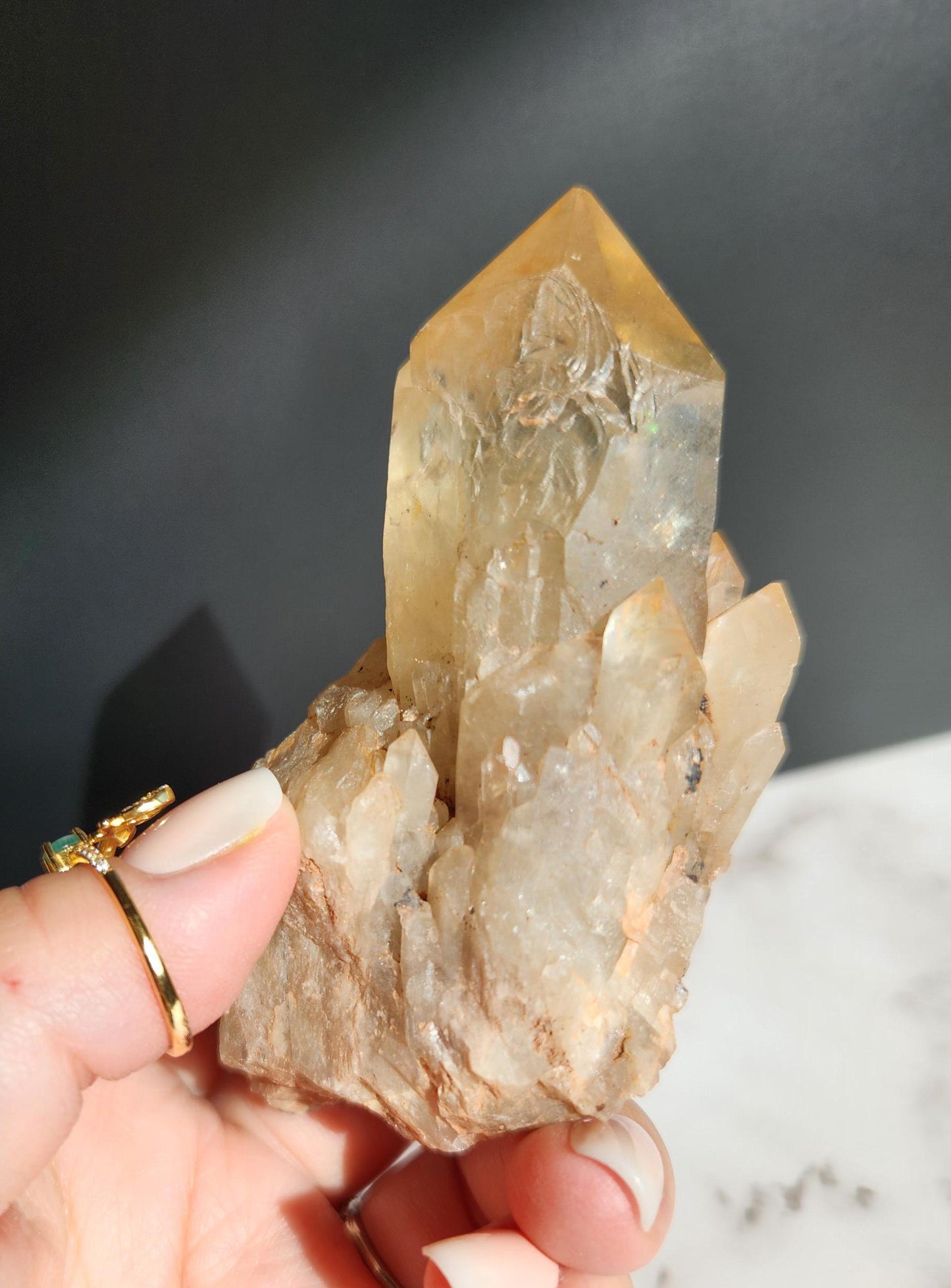 Natural kundalini citrine from the Congo, honey citrine with rainbows, genuine, untreated and not polished