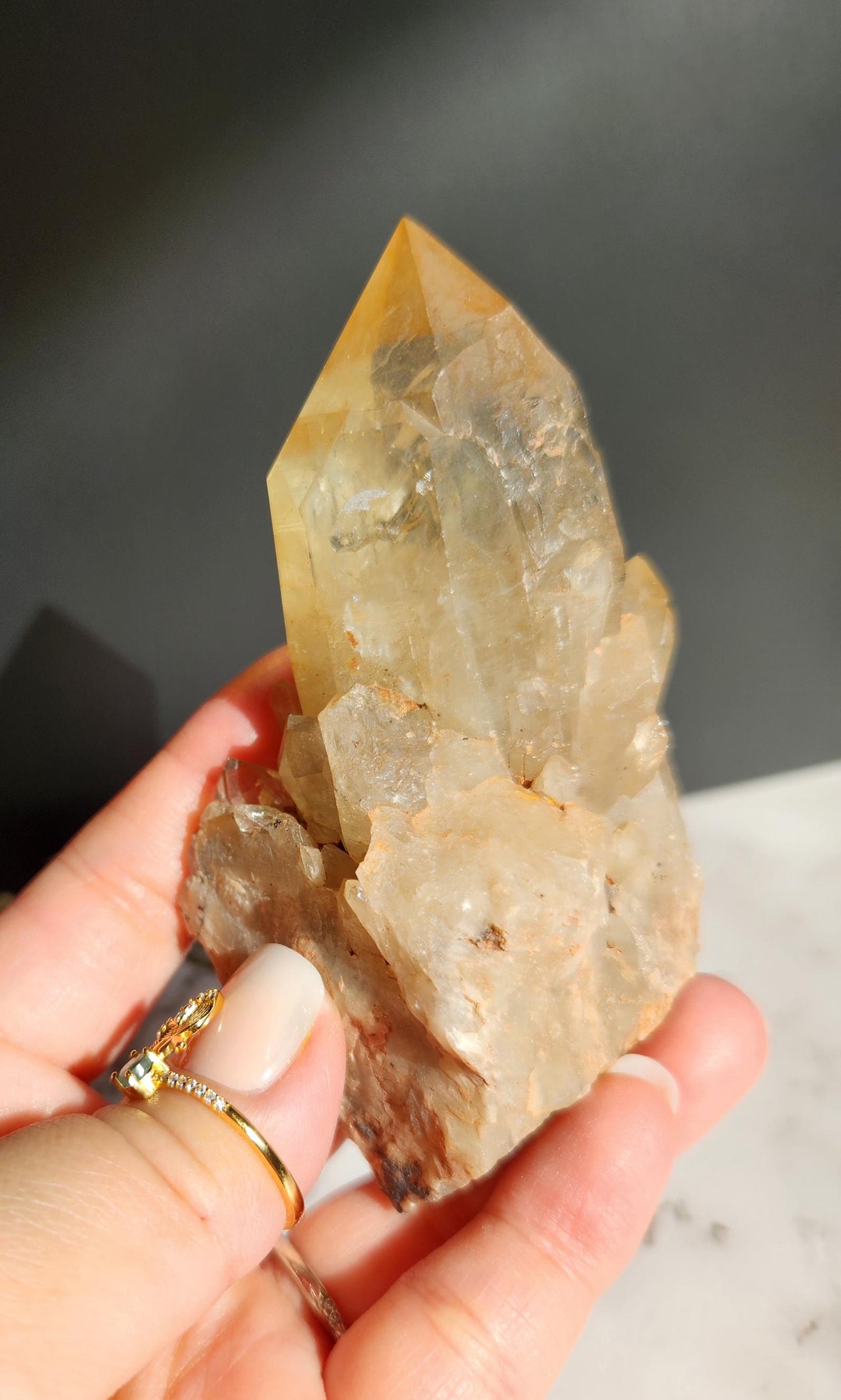 Natural kundalini citrine from the Congo, honey citrine with rainbows, genuine, untreated and not polished