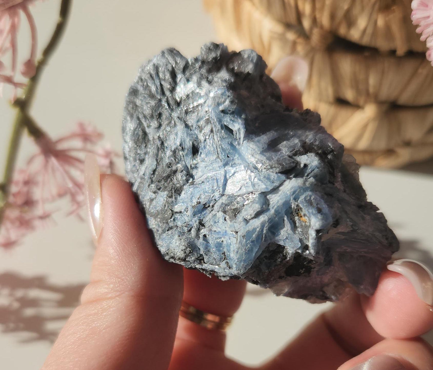Amazing natural blue Kyanite with quartz, raw mineral specimen