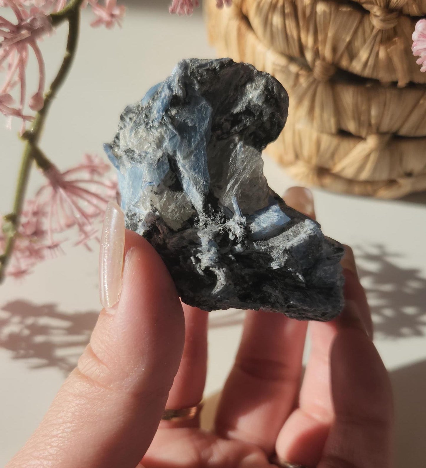 Amazing natural blue Kyanite with quartz, raw mineral specimen