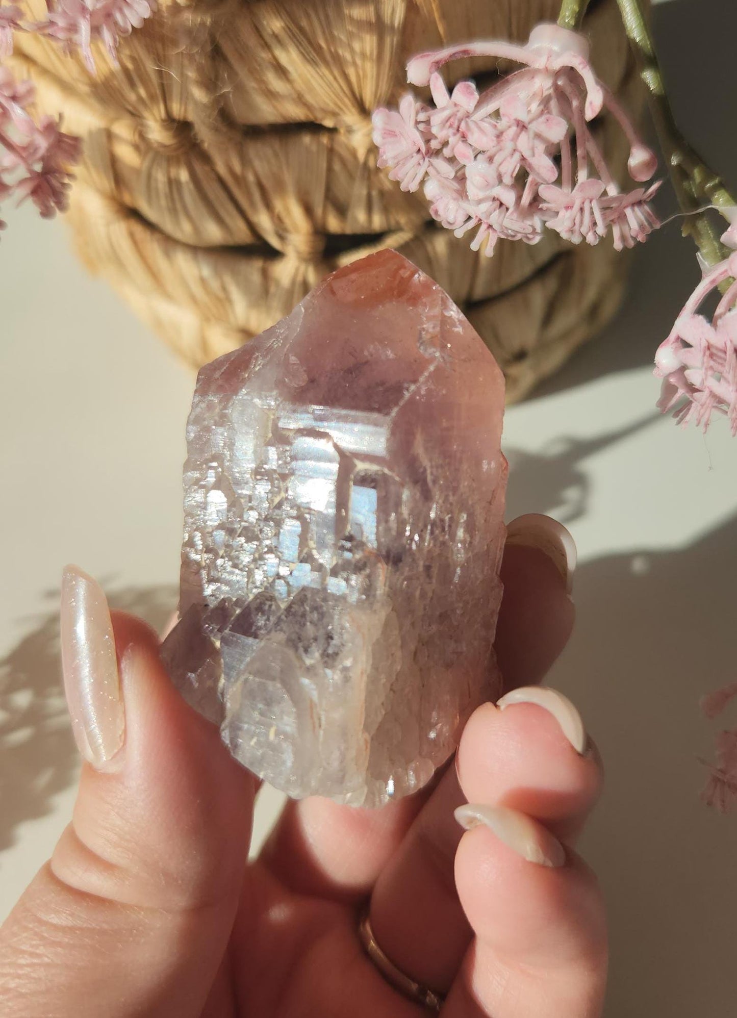 AAA beautiful rare cathedral Amethyst point with oxidation by mother nature, self healed, raw, natural and unpolished from Brazil