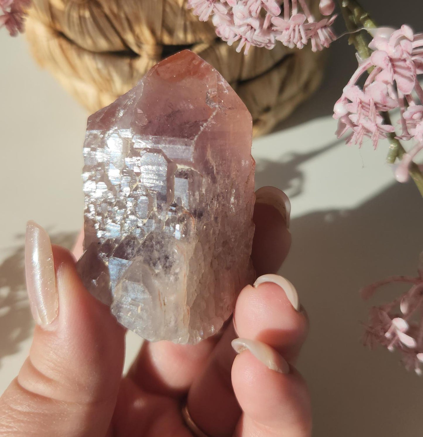 AAA beautiful rare cathedral Amethyst point with oxidation by mother nature, self healed, raw, natural and unpolished from Brazil