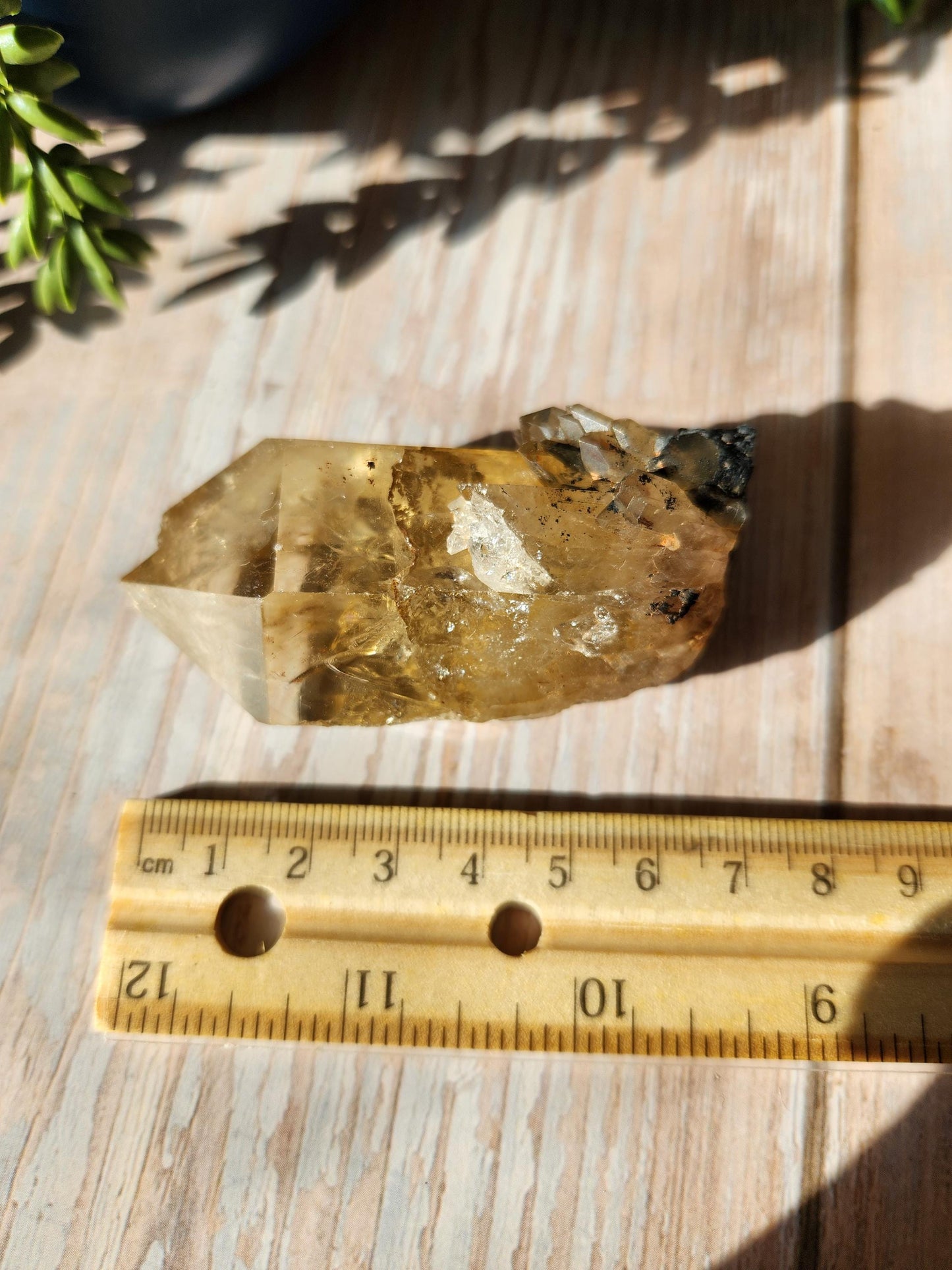 Natural double point kundalini citrine from the Congo, honey citrine with rainbows, genuine, untreated and not polished