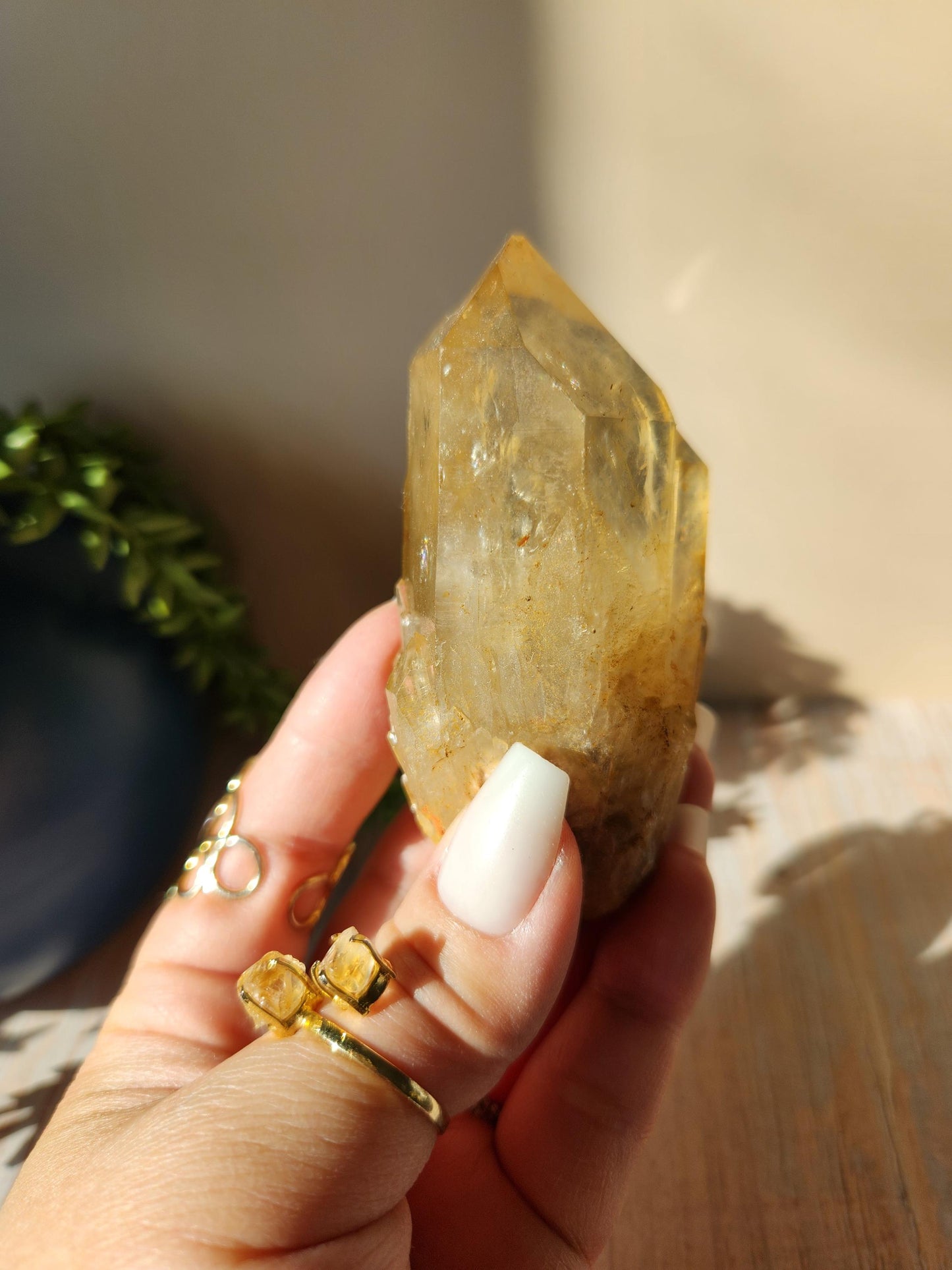 Natural kundalini citrine from the Congo, honey citrine with rainbows, genuine, untreated and not polished