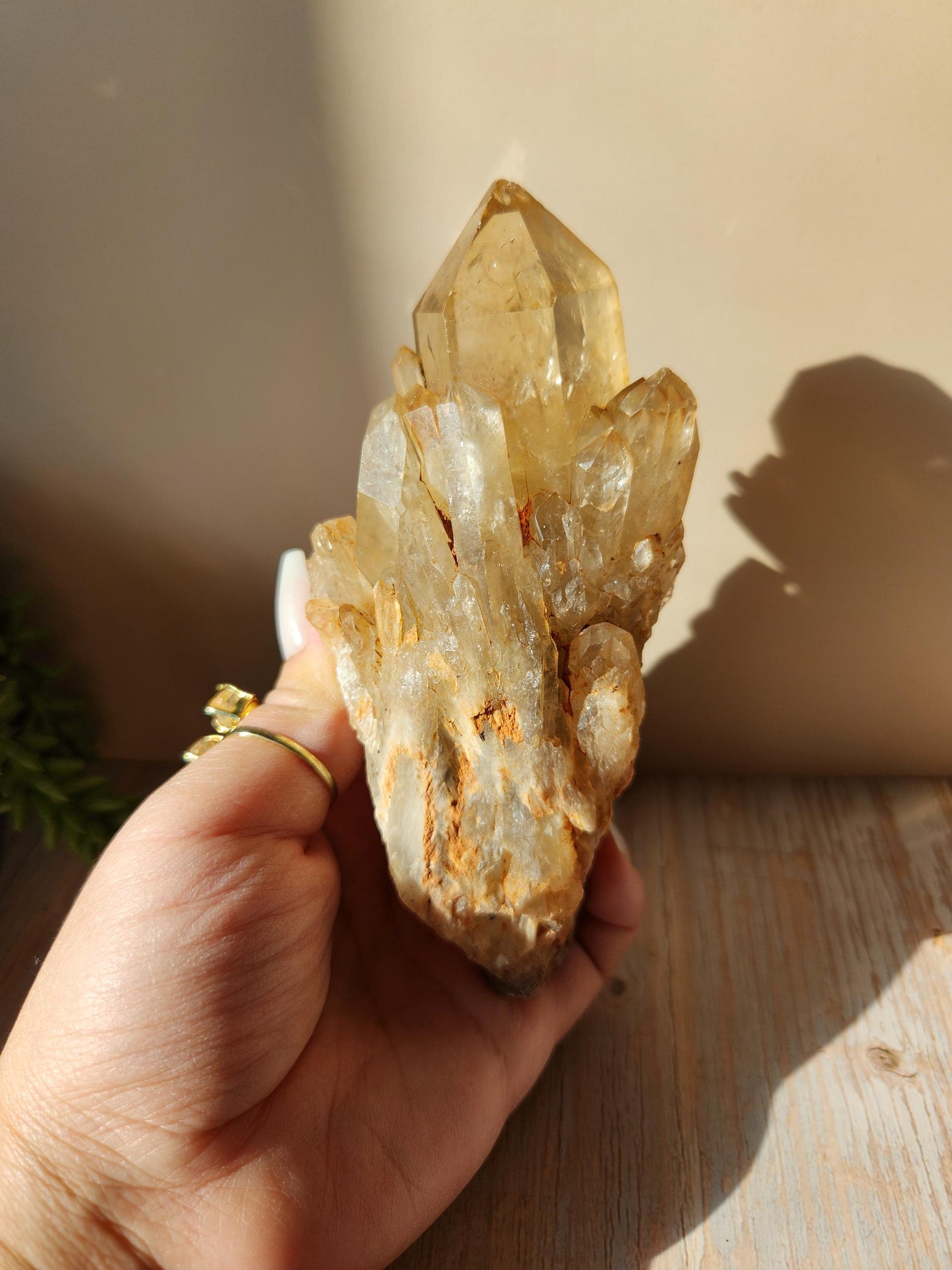 Natural kundalini citrine cluster from the Congo, honey citrine with rainbows, genuine, untreated and not polished