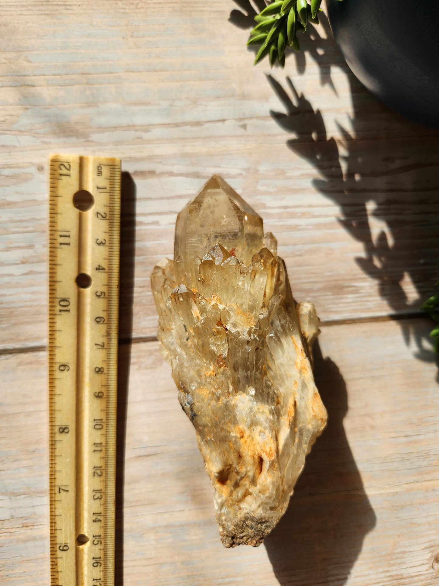 Natural kundalini citrine cluster from the Congo, honey citrine with rainbows, genuine, untreated and not polished