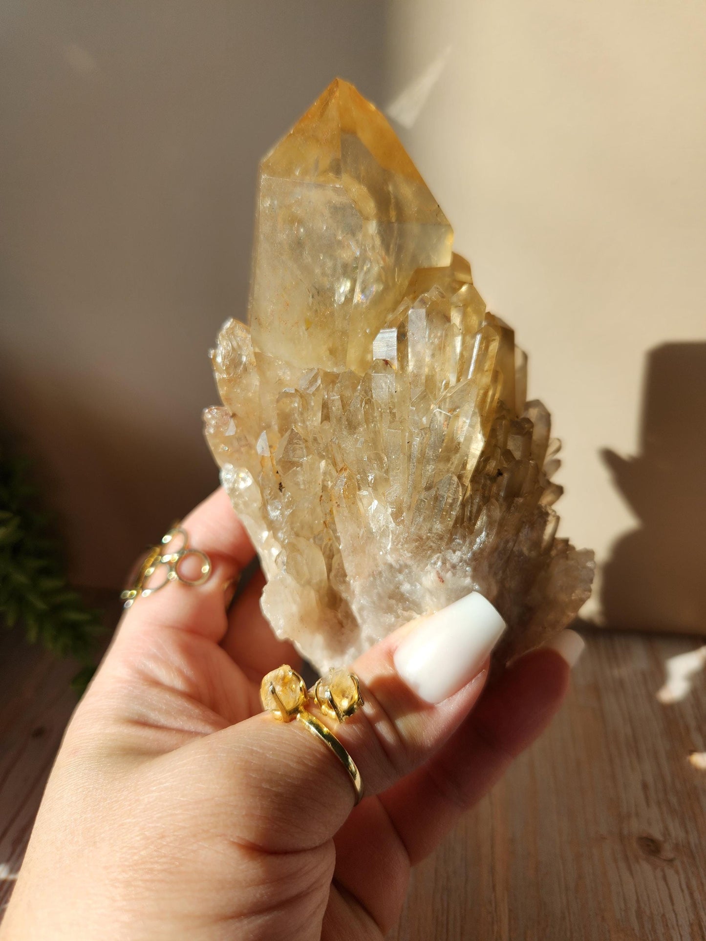Natural kundalini citrine cluster from the Congo, honey citrine with rainbows, genuine, untreated and not polished