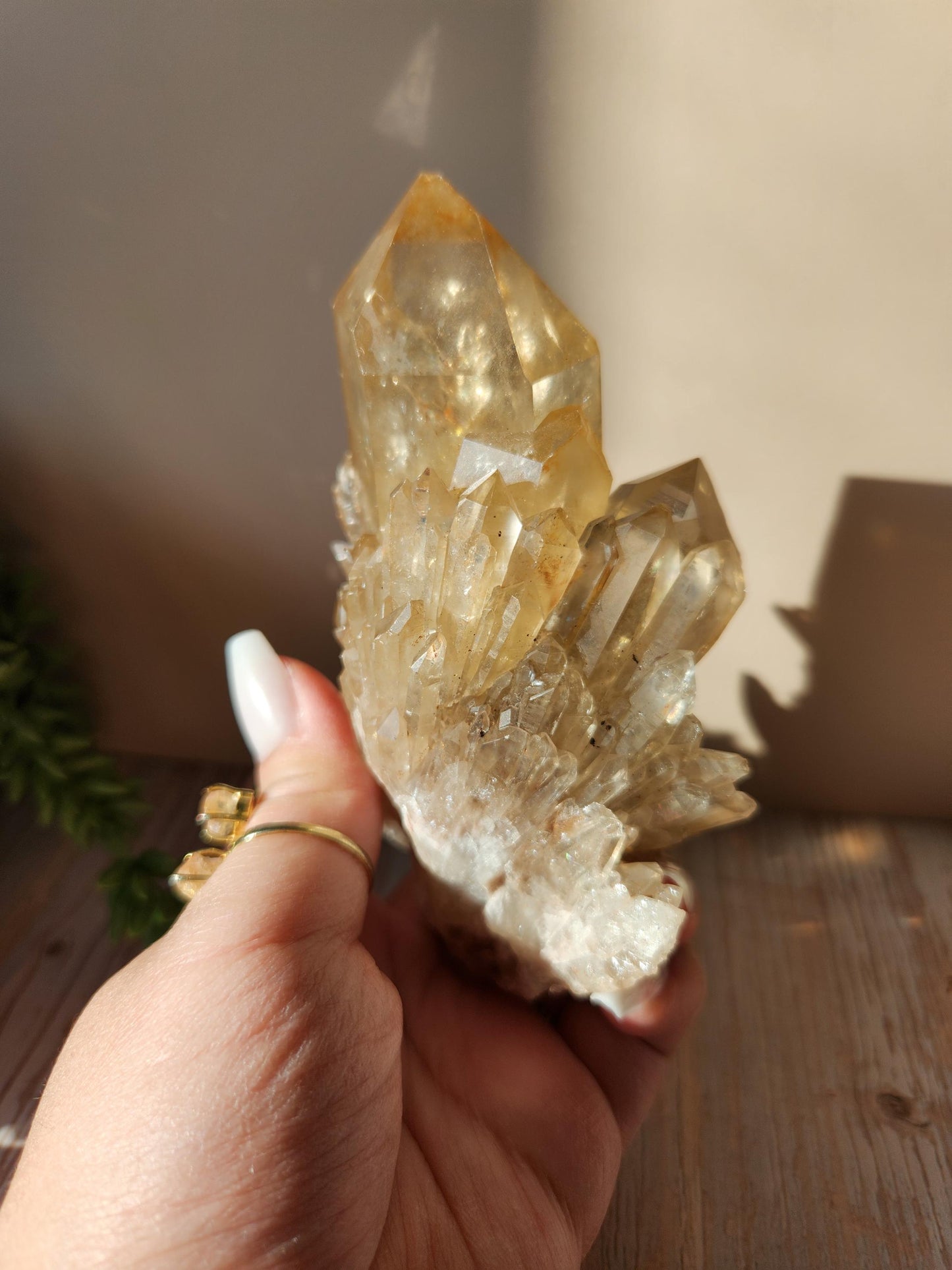 Natural kundalini citrine cluster from the Congo, honey citrine with rainbows, genuine, untreated and not polished