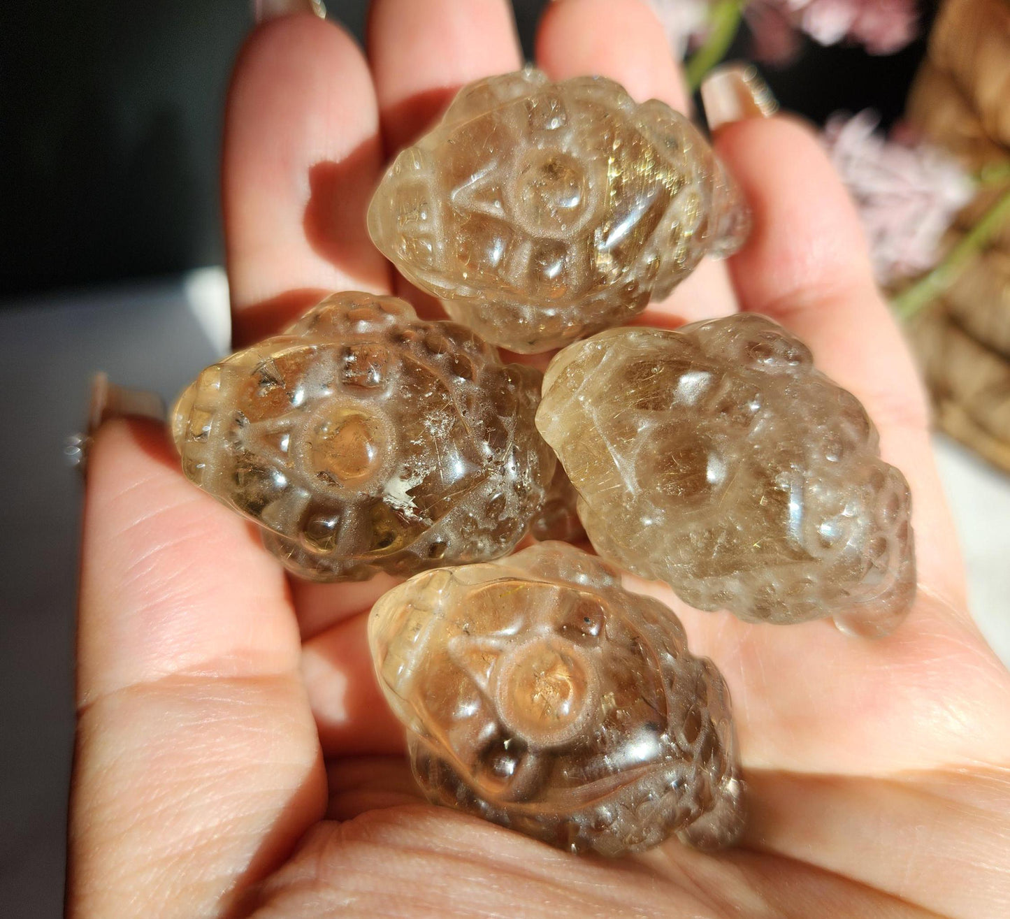 AAA golden rutile money toad carvings, money frog 34A