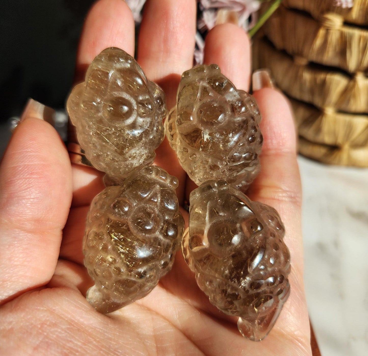 AAA golden rutile money toad carvings, money frog 34A