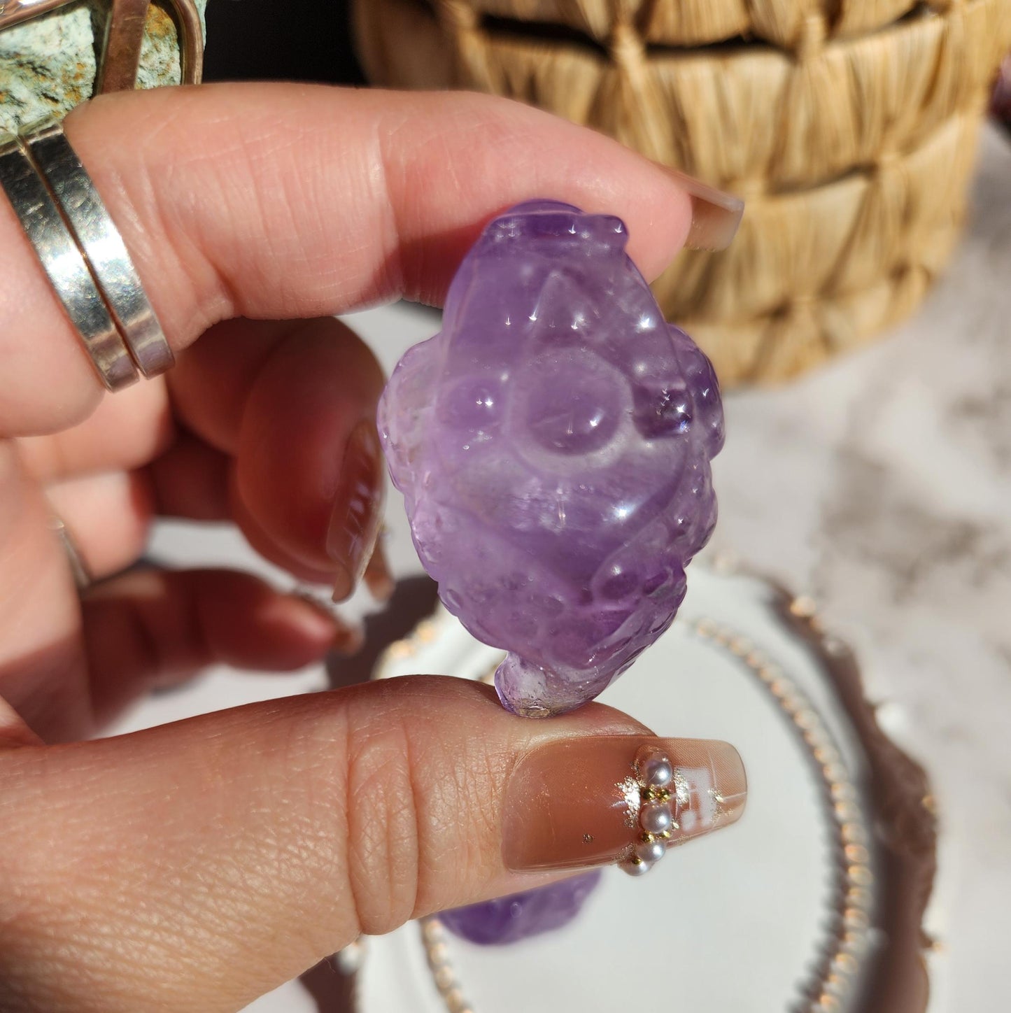 AAA Amethyst money toad carvings, money frog