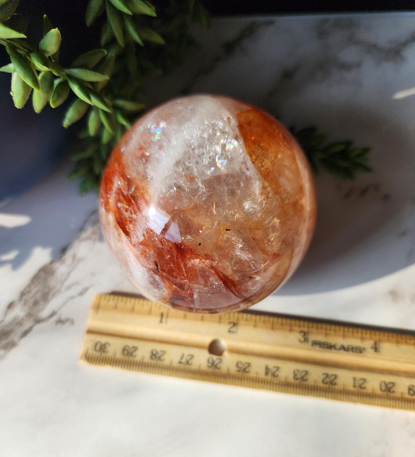 Fire quartz sphere