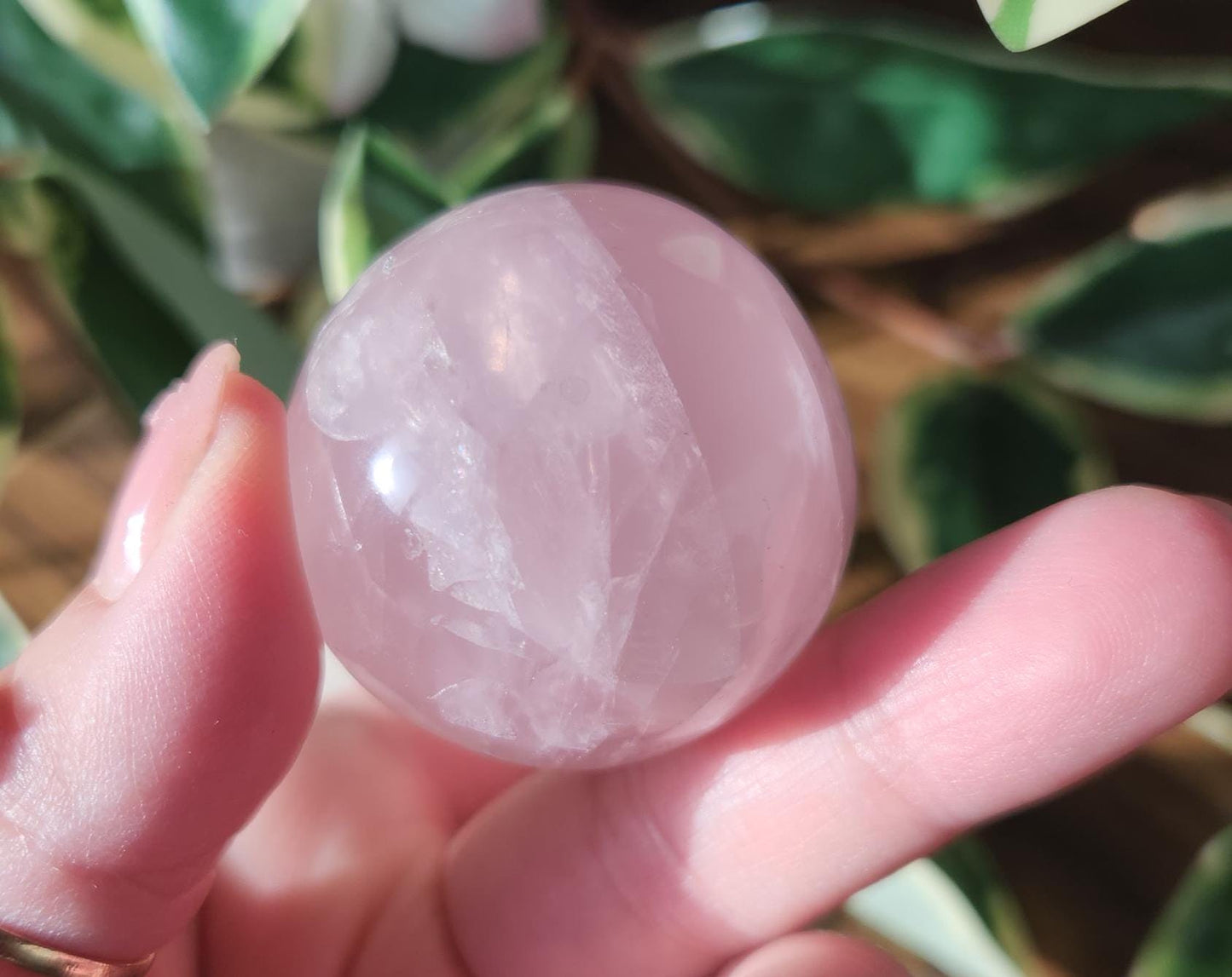 High quality rose quartz egg with beautiful rainbows