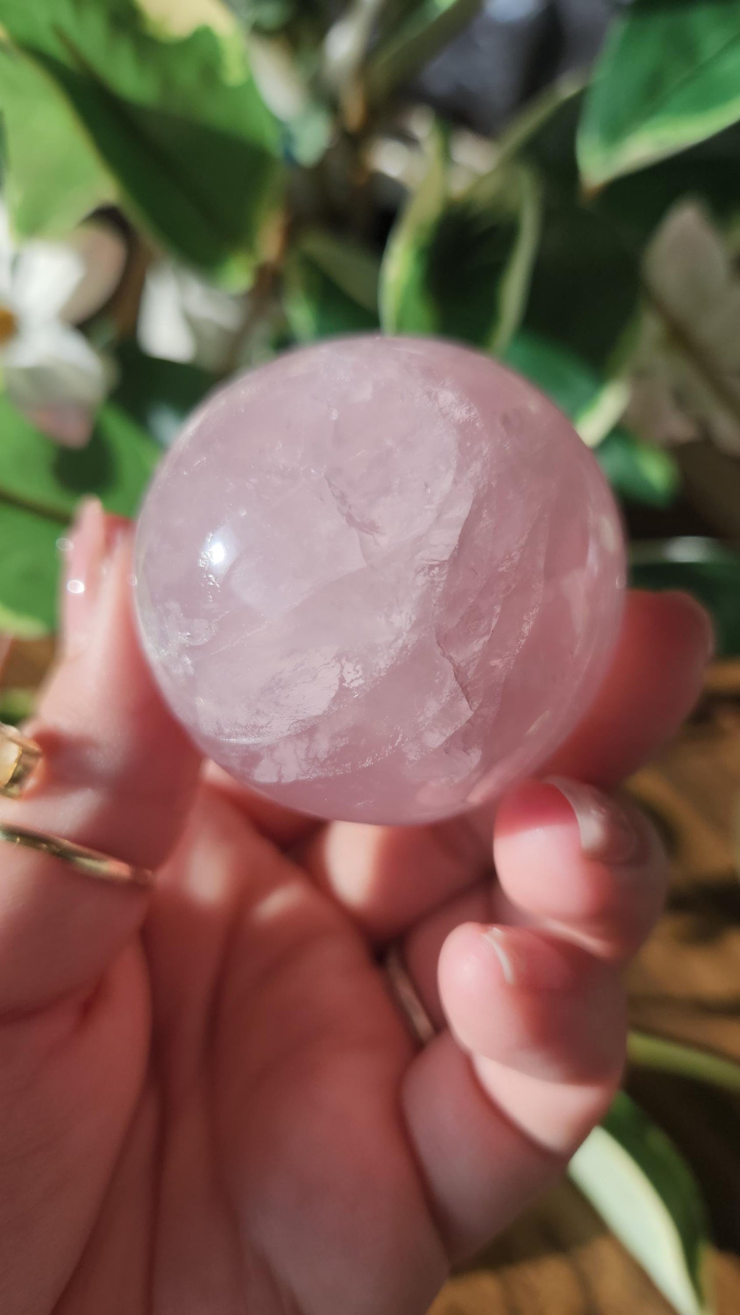 High quality rose quartz egg with beautiful rainbows