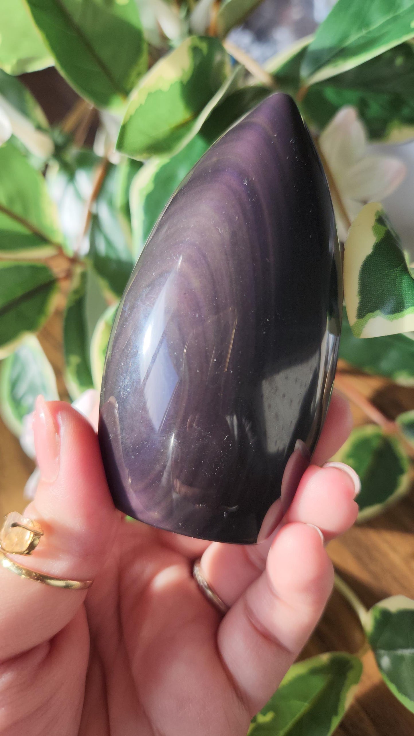 Stunning rainbow obsidian flame from Madagascar
