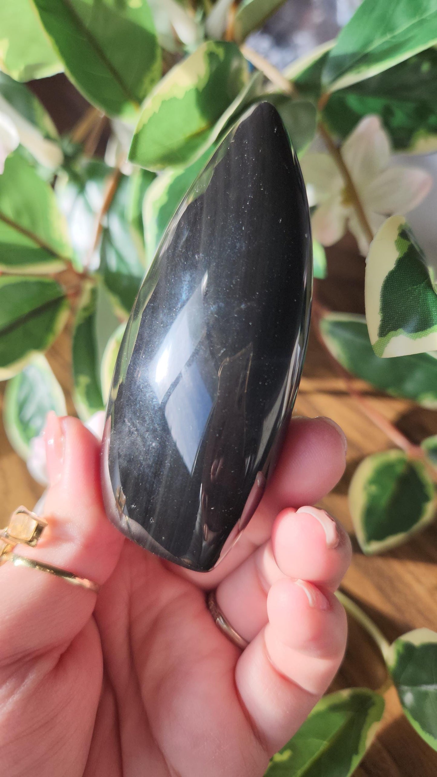 Stunning rainbow obsidian flame from Madagascar