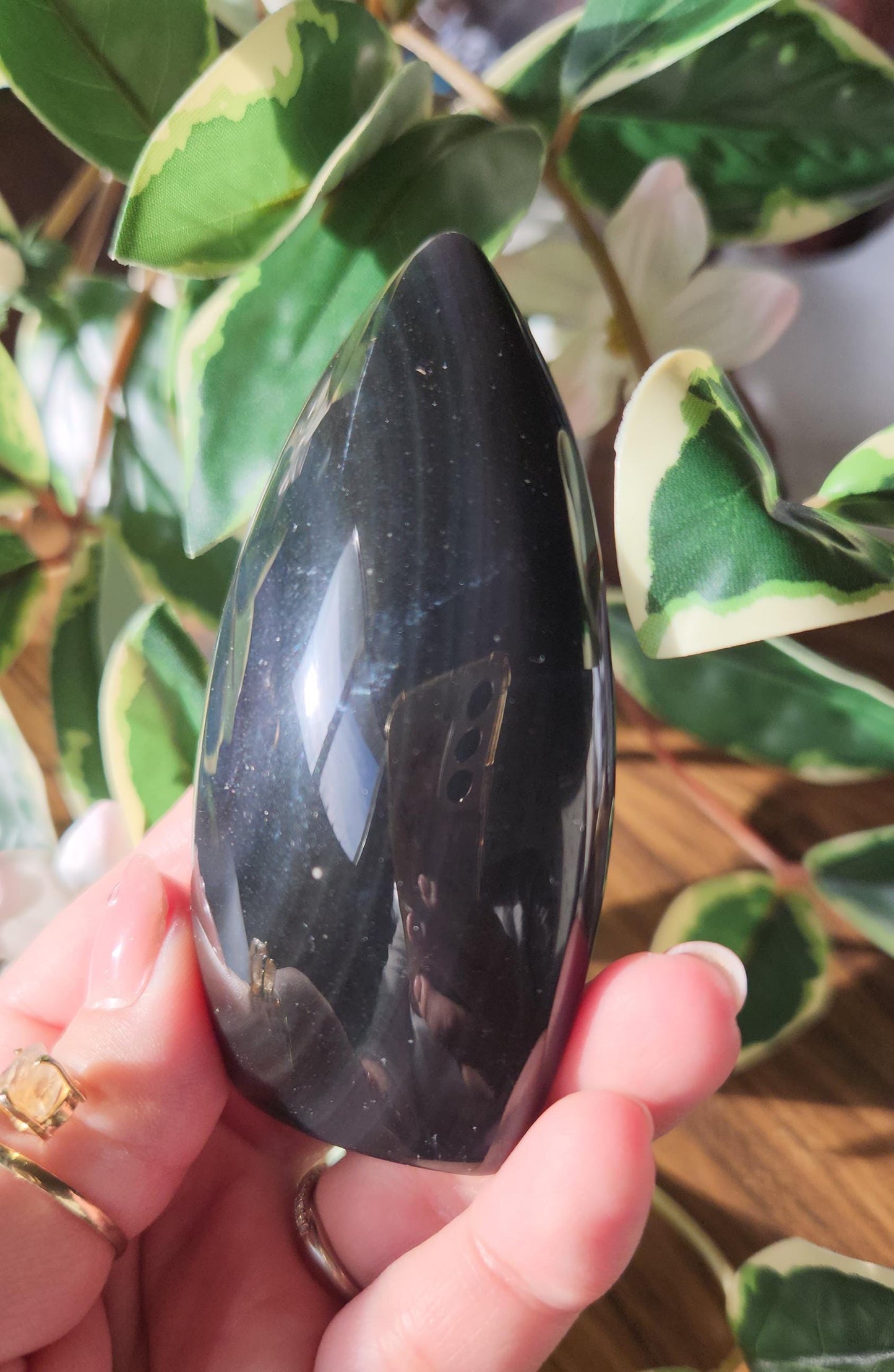 Stunning rainbow obsidian flame from Madagascar