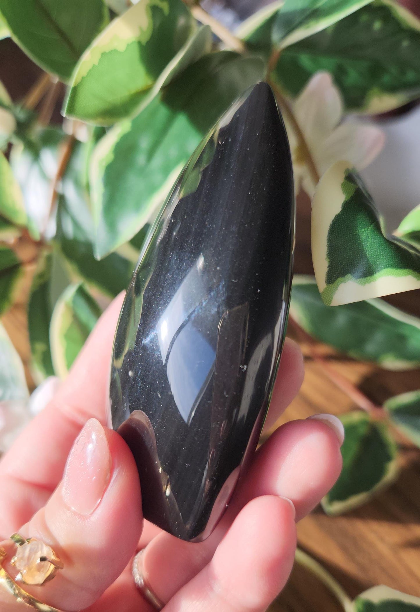 Stunning rainbow obsidian flame from Madagascar