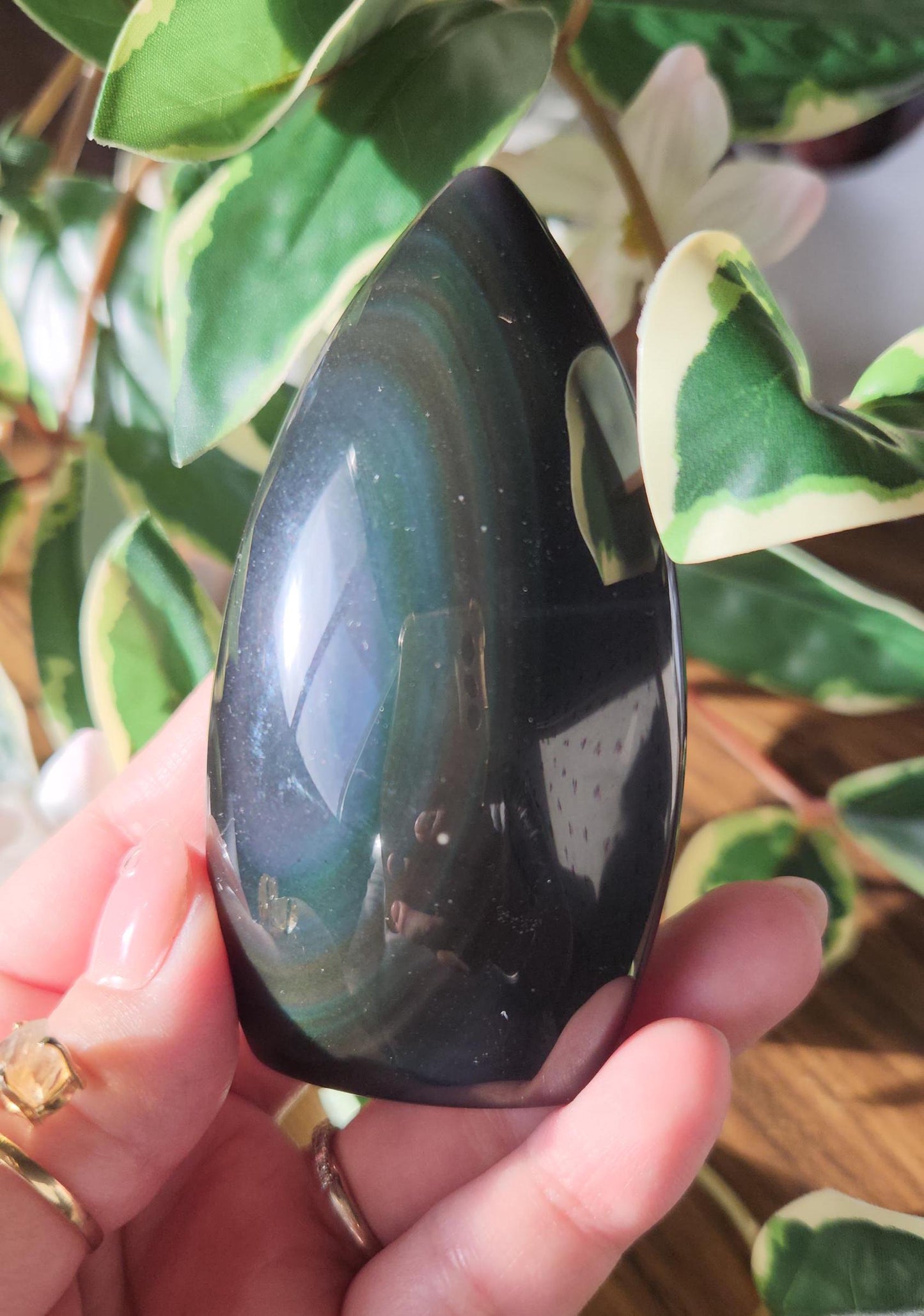 Stunning rainbow obsidian flame from Madagascar