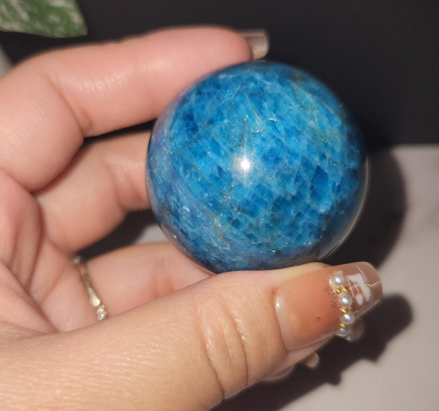 Beautiful natural blue appetite sphere with flash, B