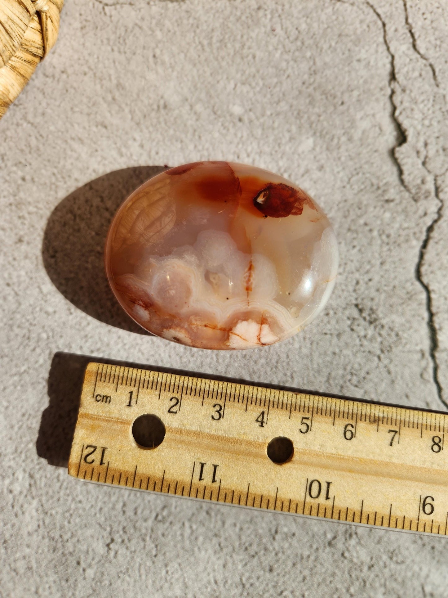 Amazing natural rare carnelian flower agate palm stone with pink flowers from Madagascar, cherry blossoms, translucent