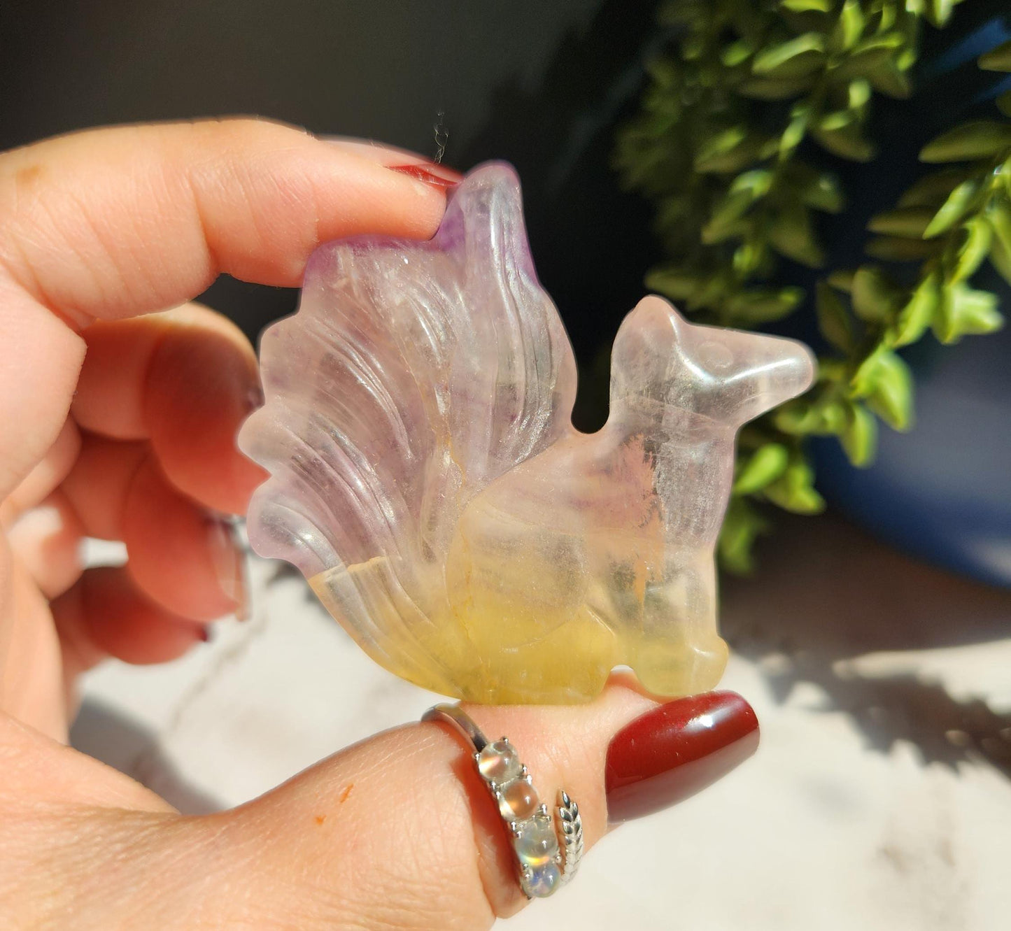 AAA fluorite 9 tail fox carving