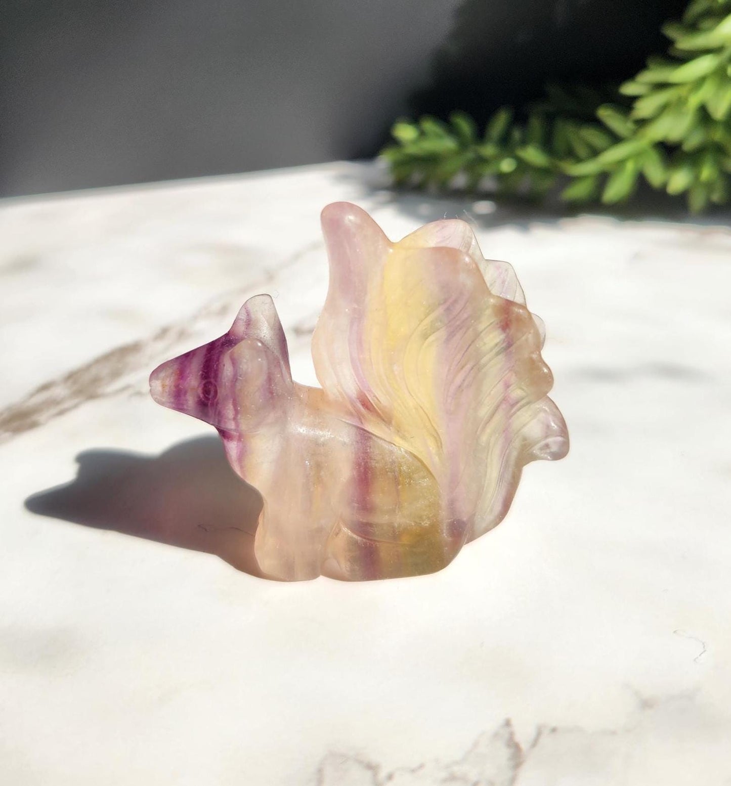 AAA fluorite 9 tail fox carving