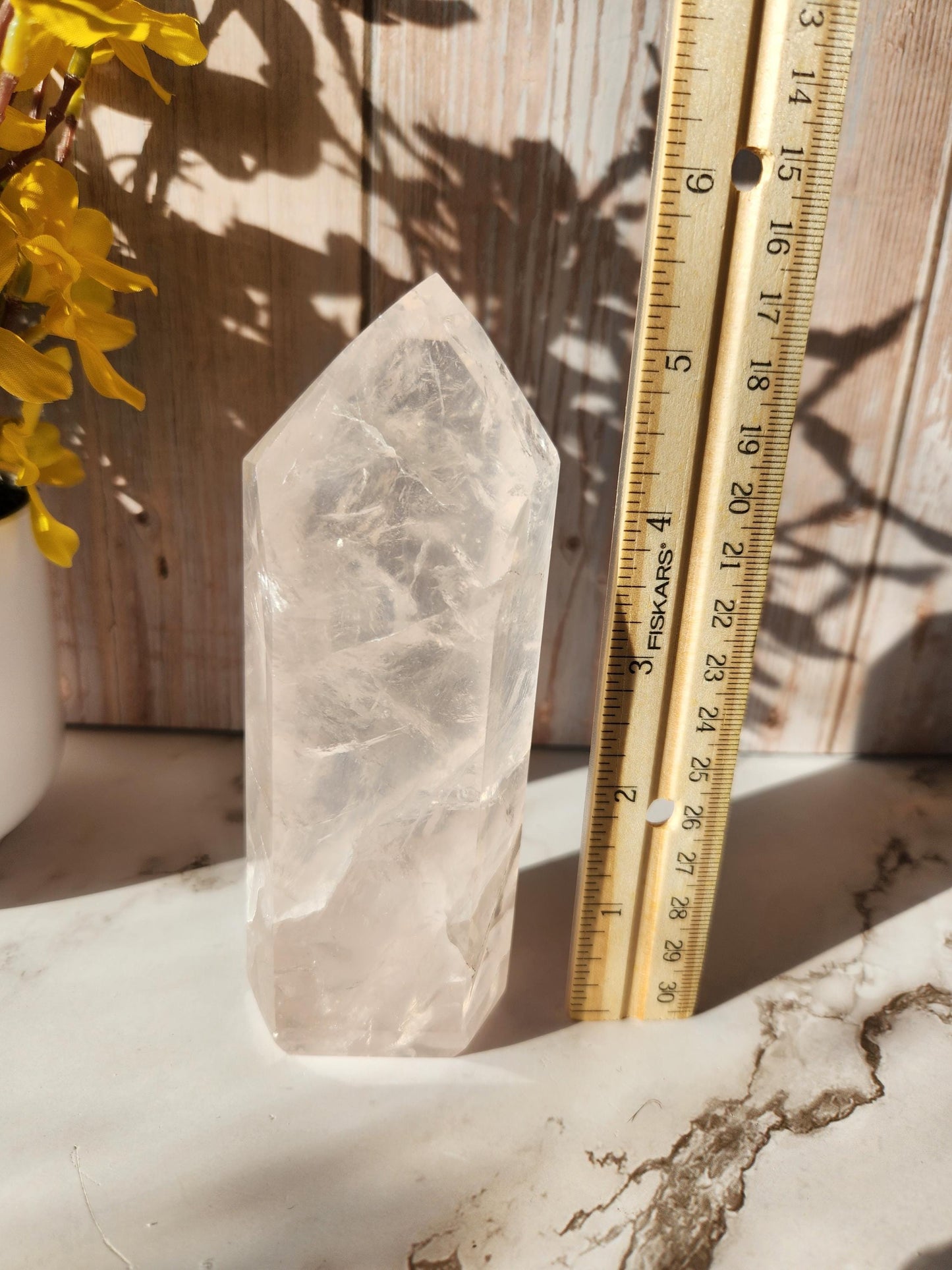 Beautiful Large high quality rose quartz tower from Brazil, translucent with rainbows
