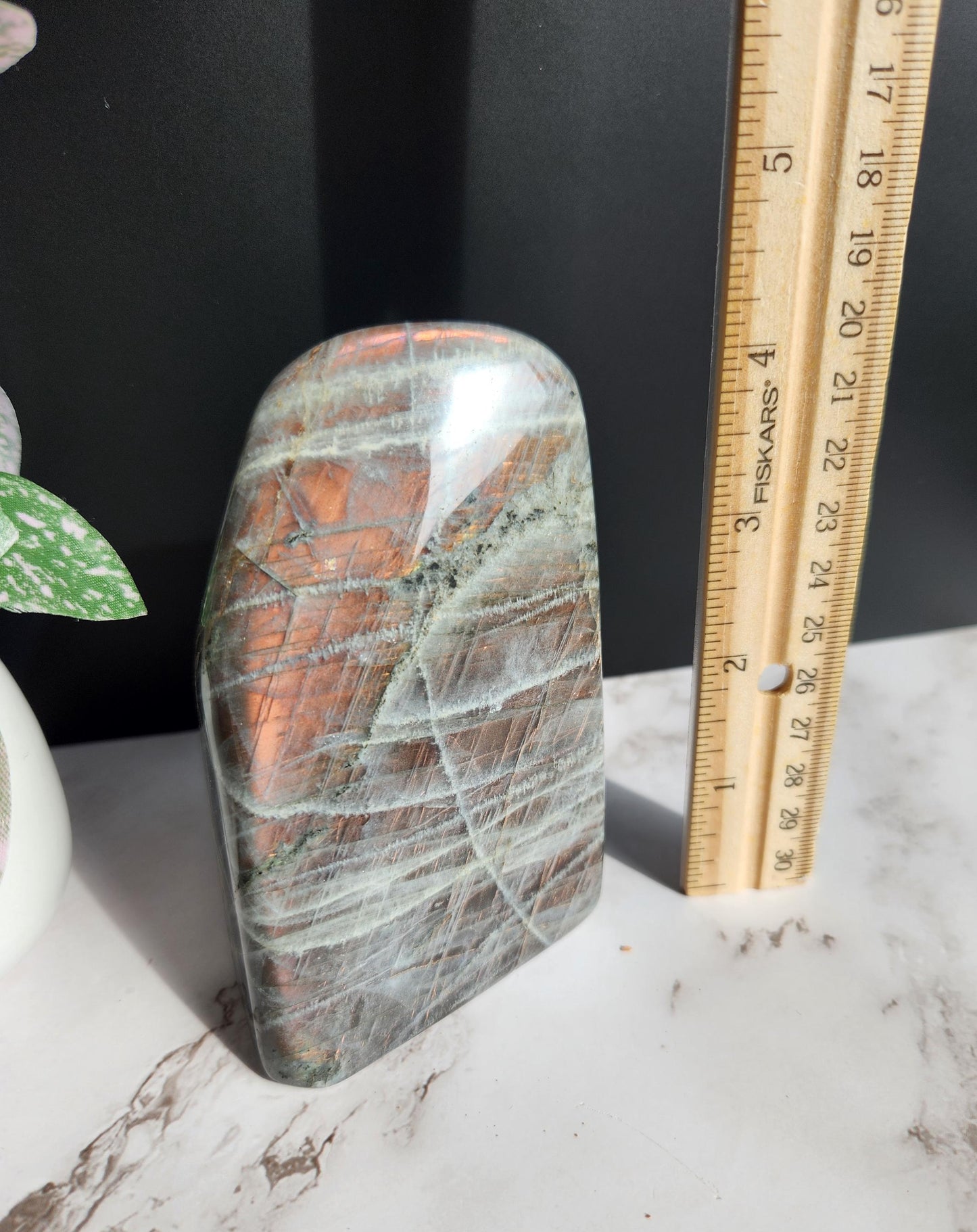 Beautiful large sunlight white labradorite free form from Madagascar