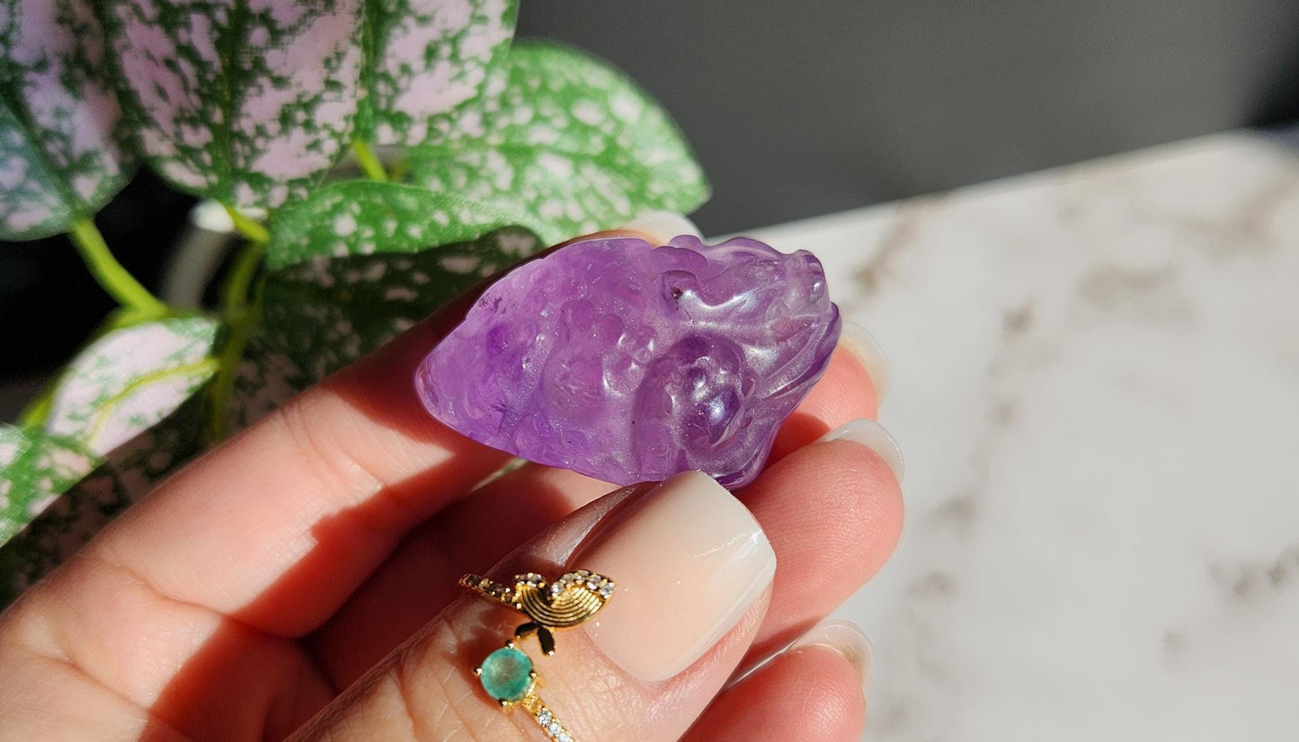 AAA Amethyst money toad carvings, money frog