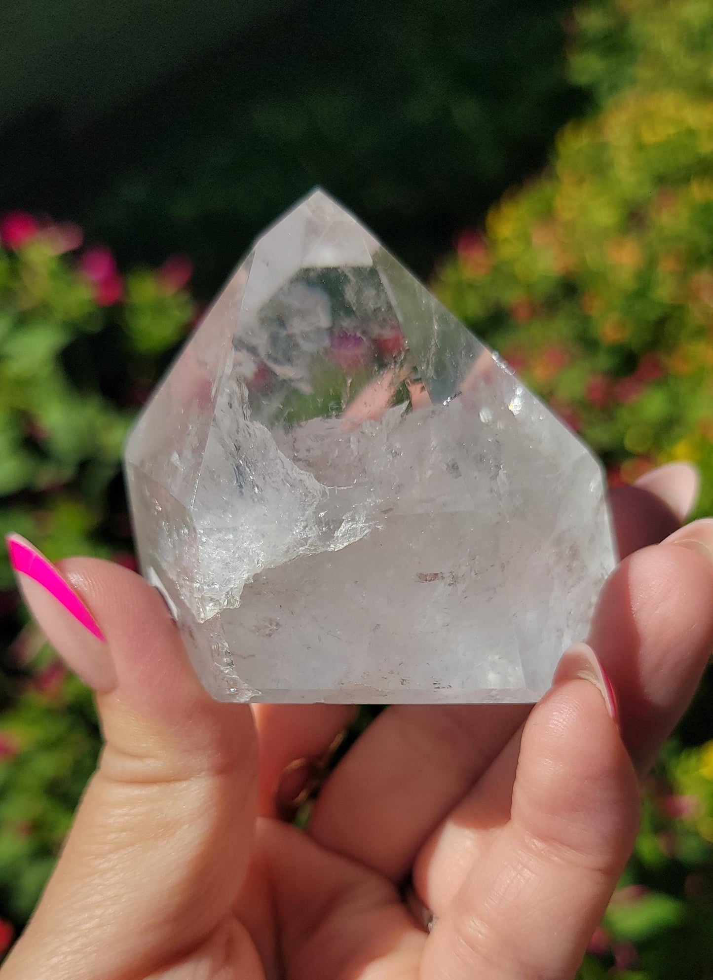 Beautiful chunky clear quartz tower with rainbows from Brazil V44