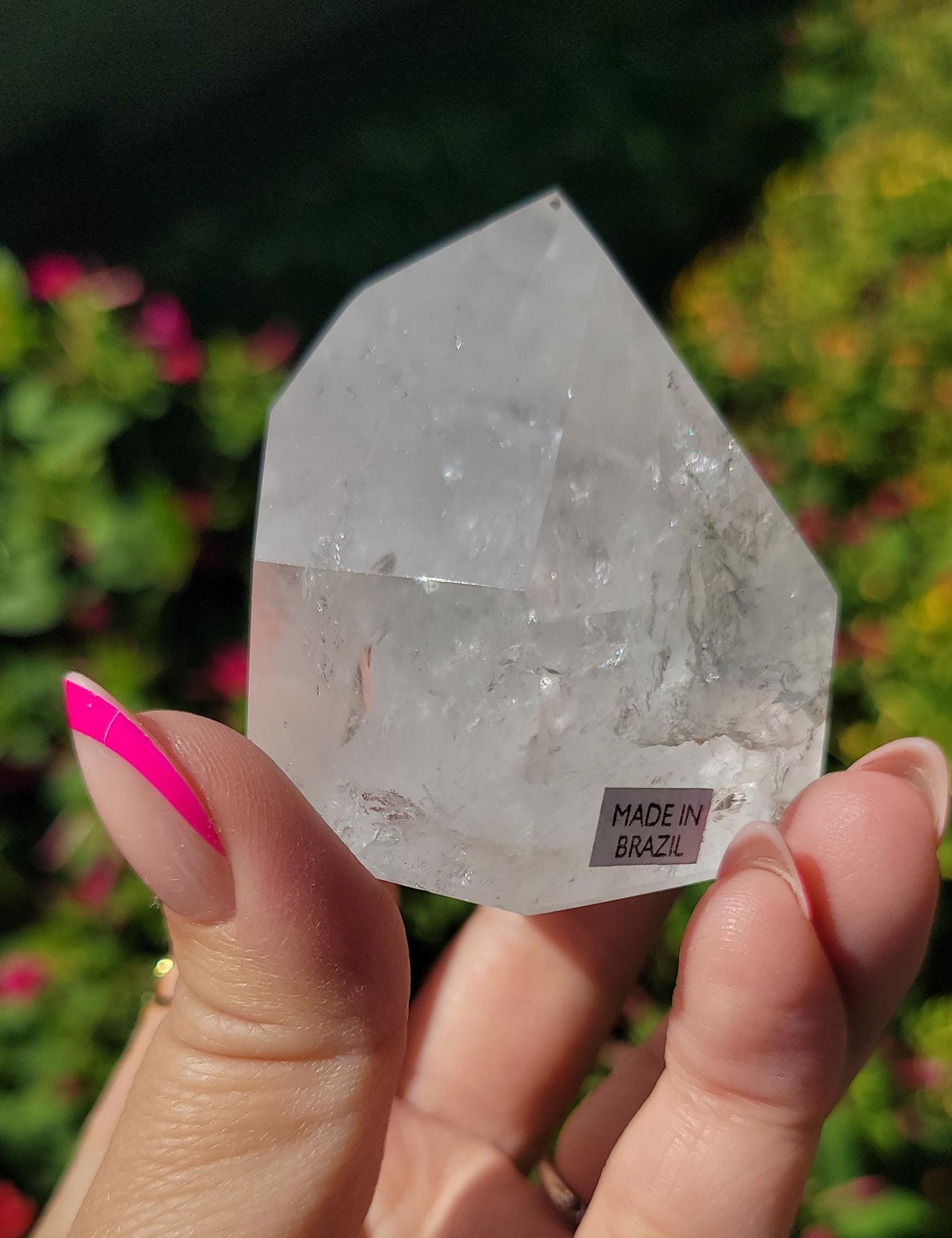 Beautiful chunky clear quartz tower with rainbows from Brazil V44