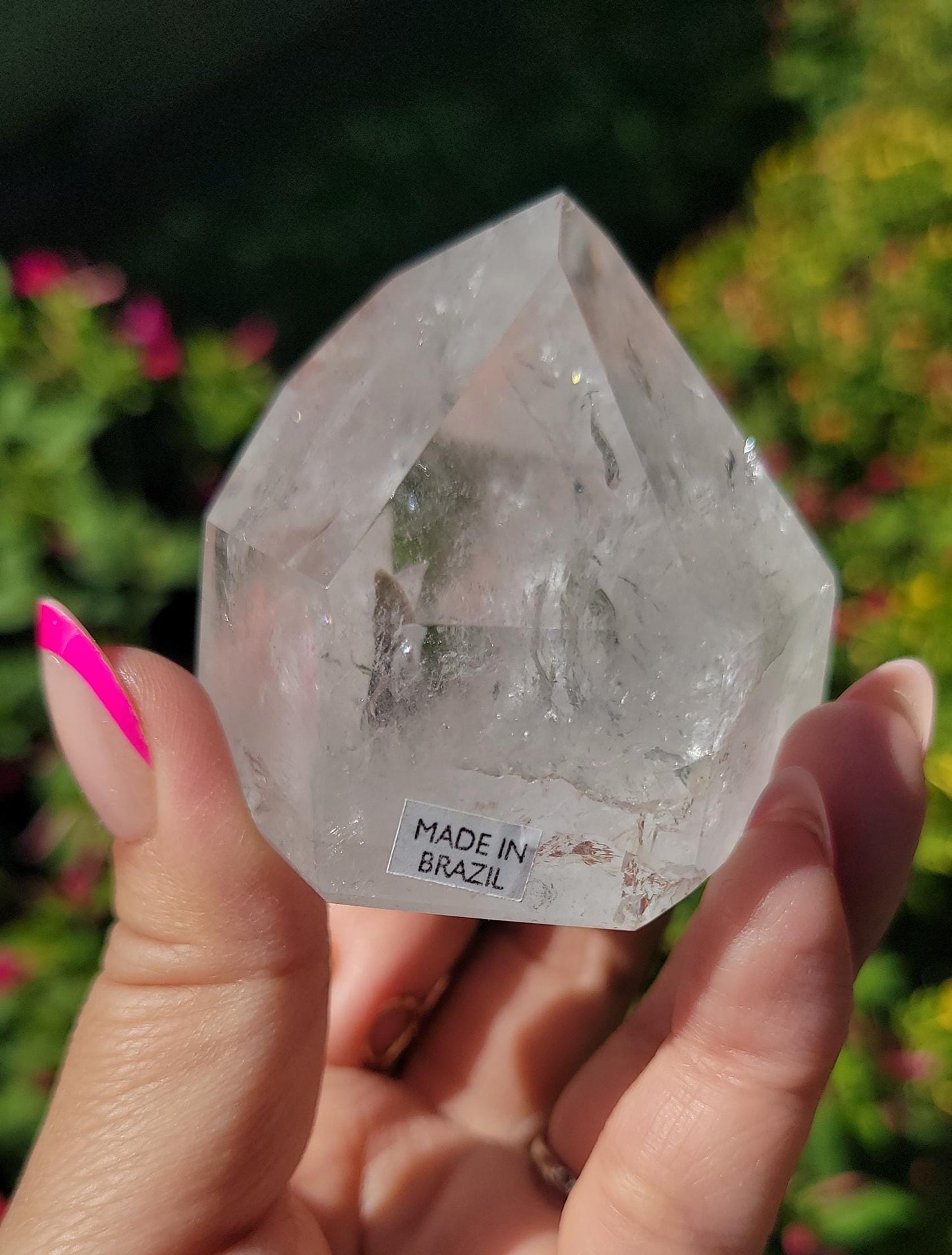 Beautiful chunky clear quartz tower with rainbows from Brazil V44