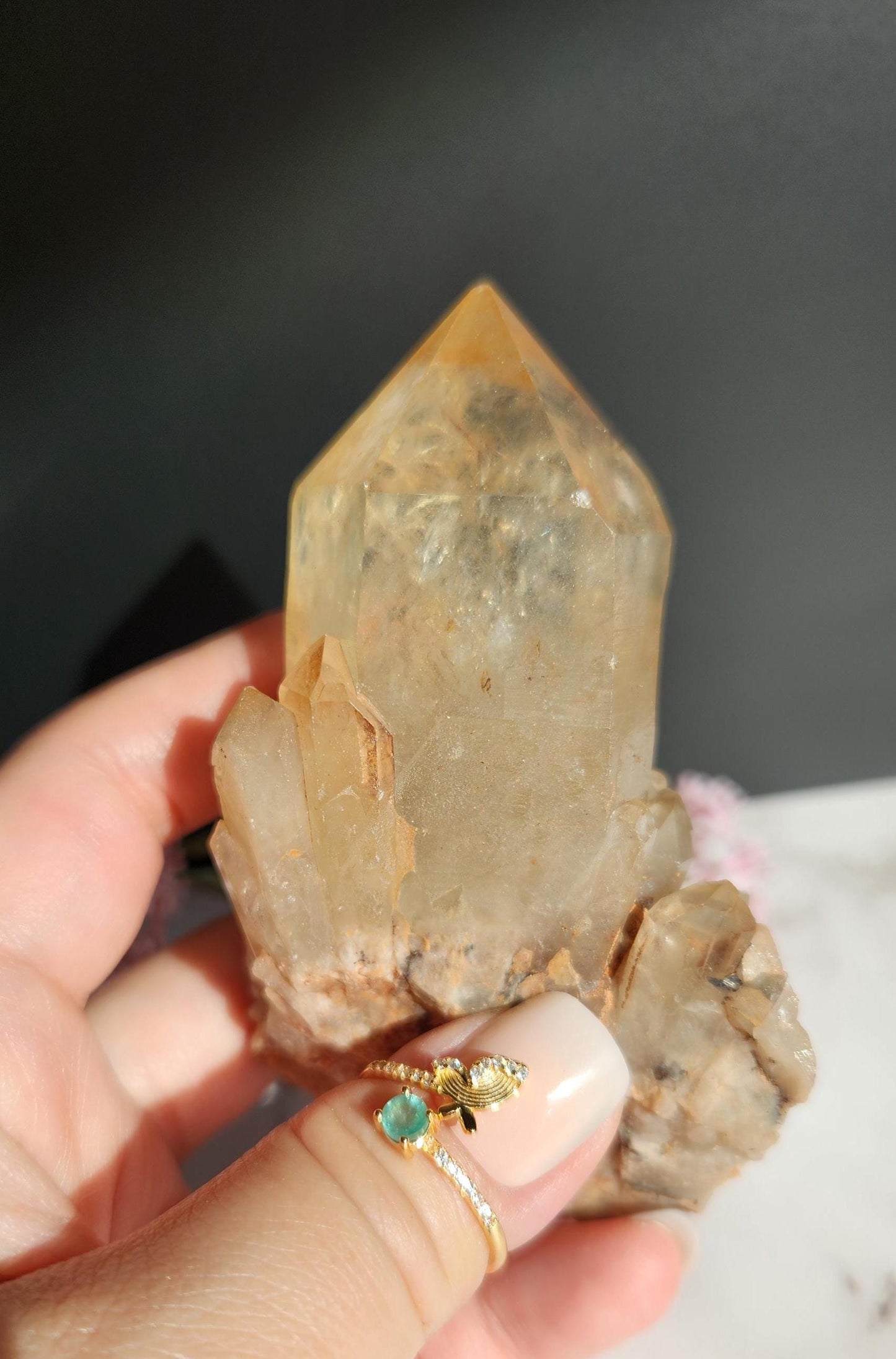 Natural kundalini citrine from the Congo, honey citrine with rainbows, genuine, untreated and not polished