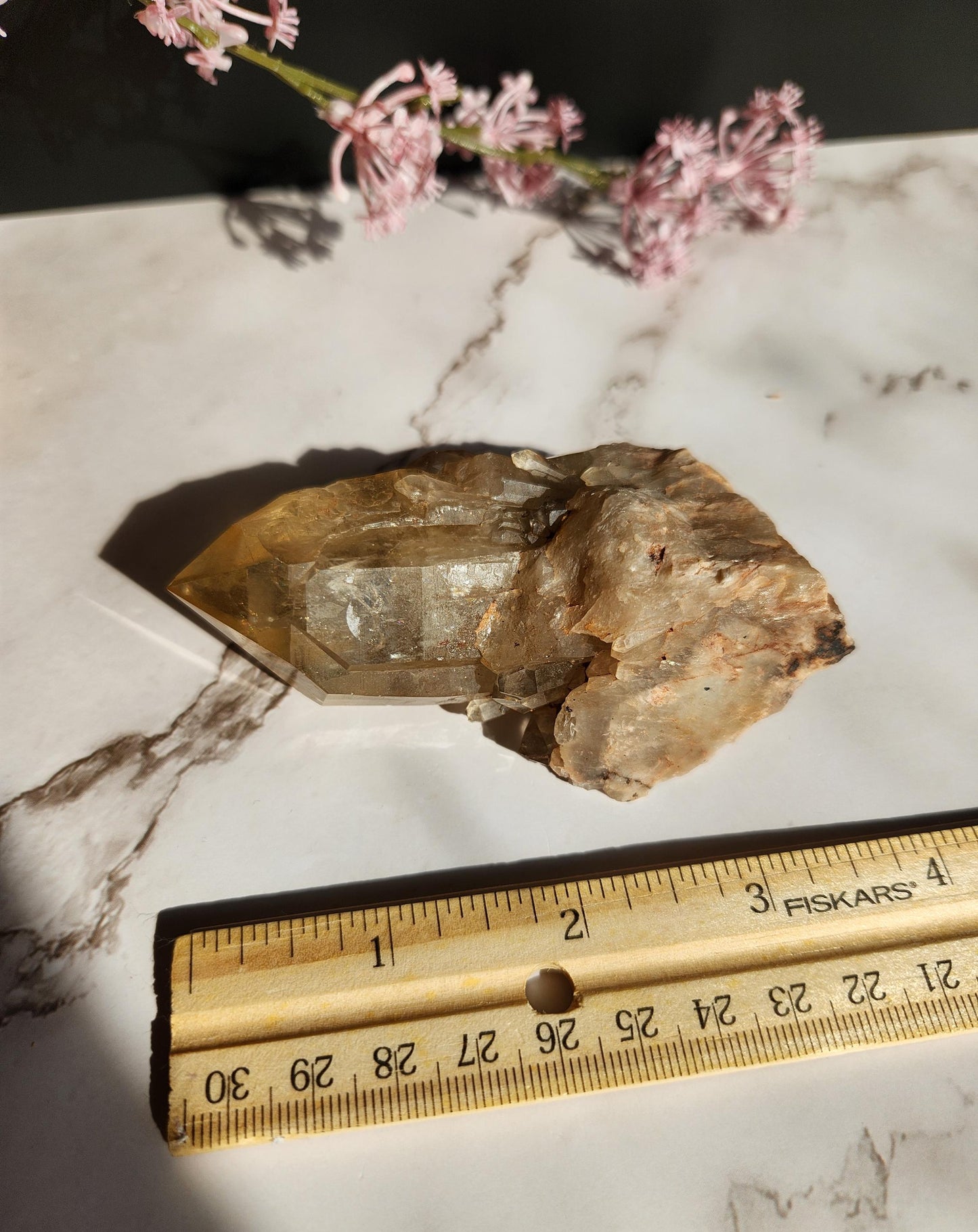Natural kundalini citrine from the Congo, honey citrine with rainbows, genuine, untreated and not polished