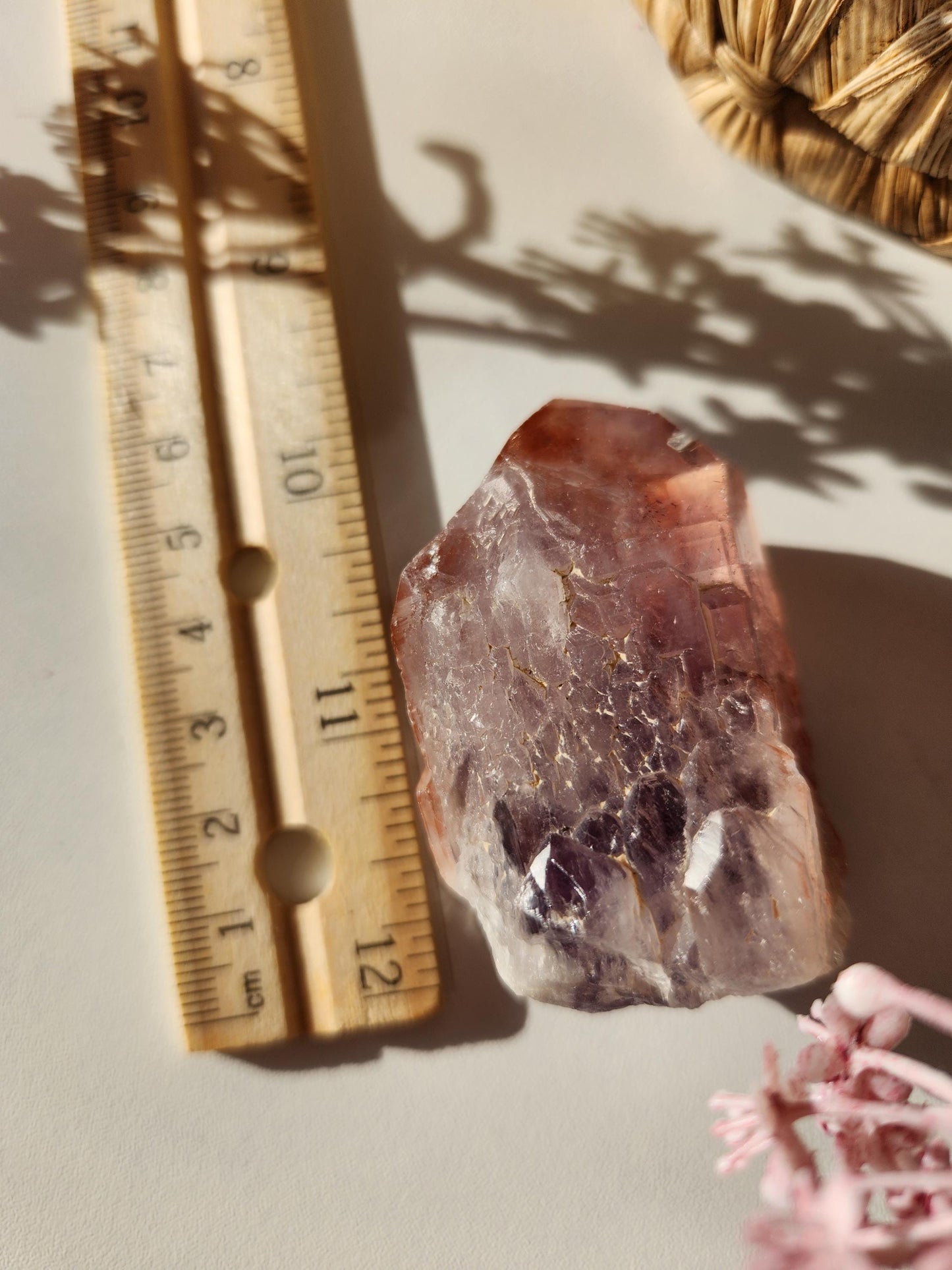 AAA beautiful rare cathedral Amethyst point with oxidation by mother nature, self healed, raw, natural and unpolished from Brazil