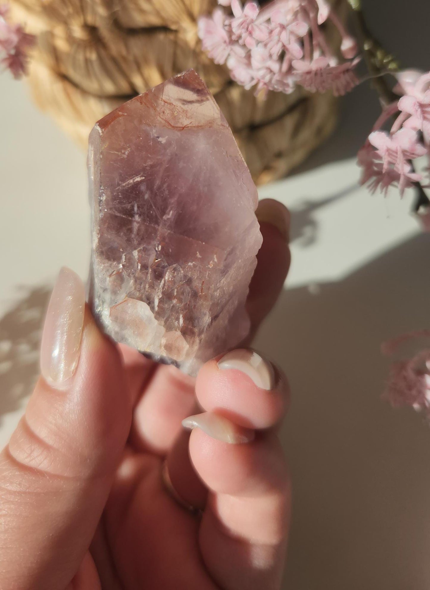 AAA beautiful rare cathedral Amethyst point with oxidation by mother nature, self healed, raw, natural and unpolished from Brazil