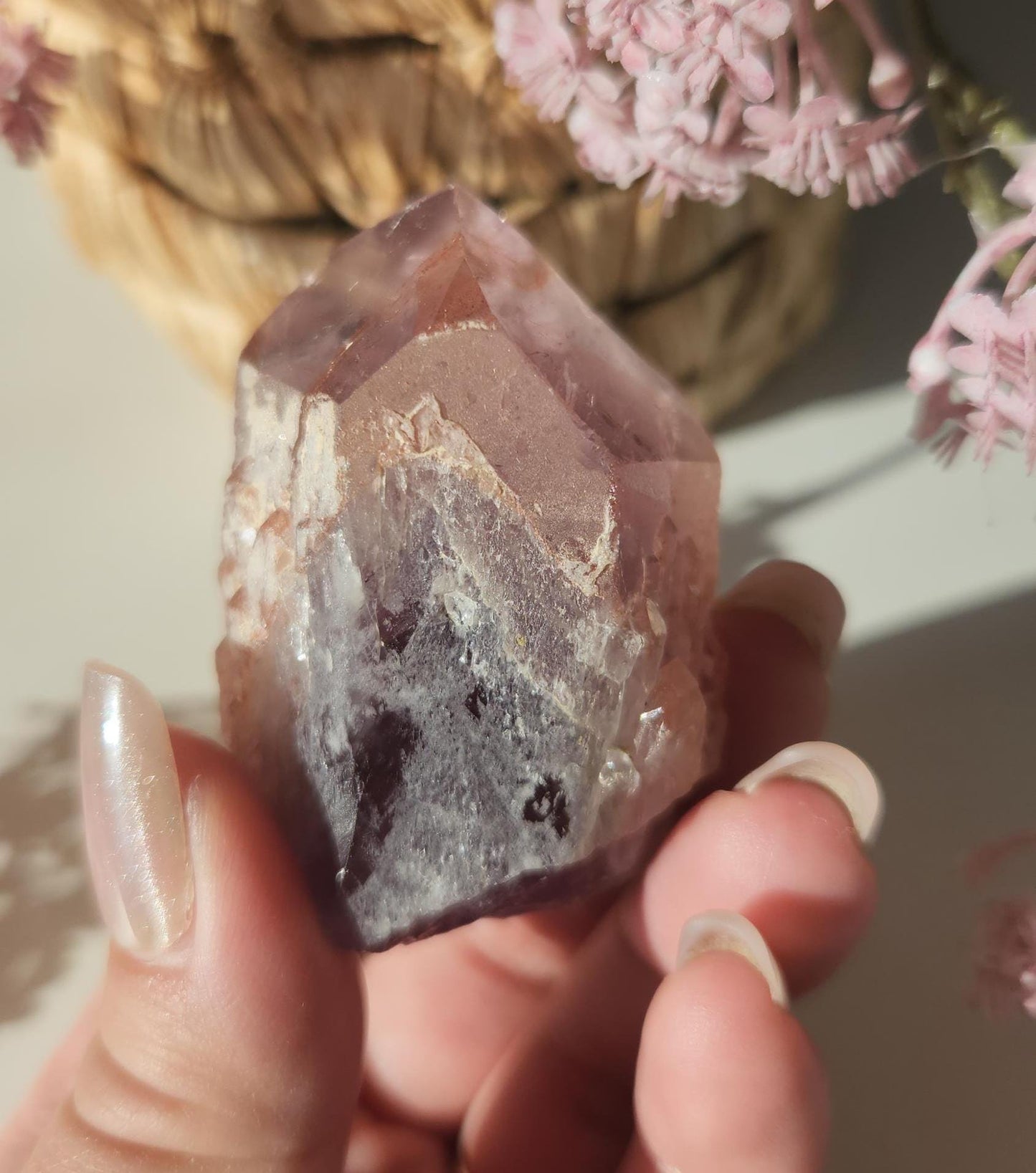 AAA beautiful rare cathedral Amethyst point with oxidation by mother nature, self healed, raw, natural and unpolished from Brazil