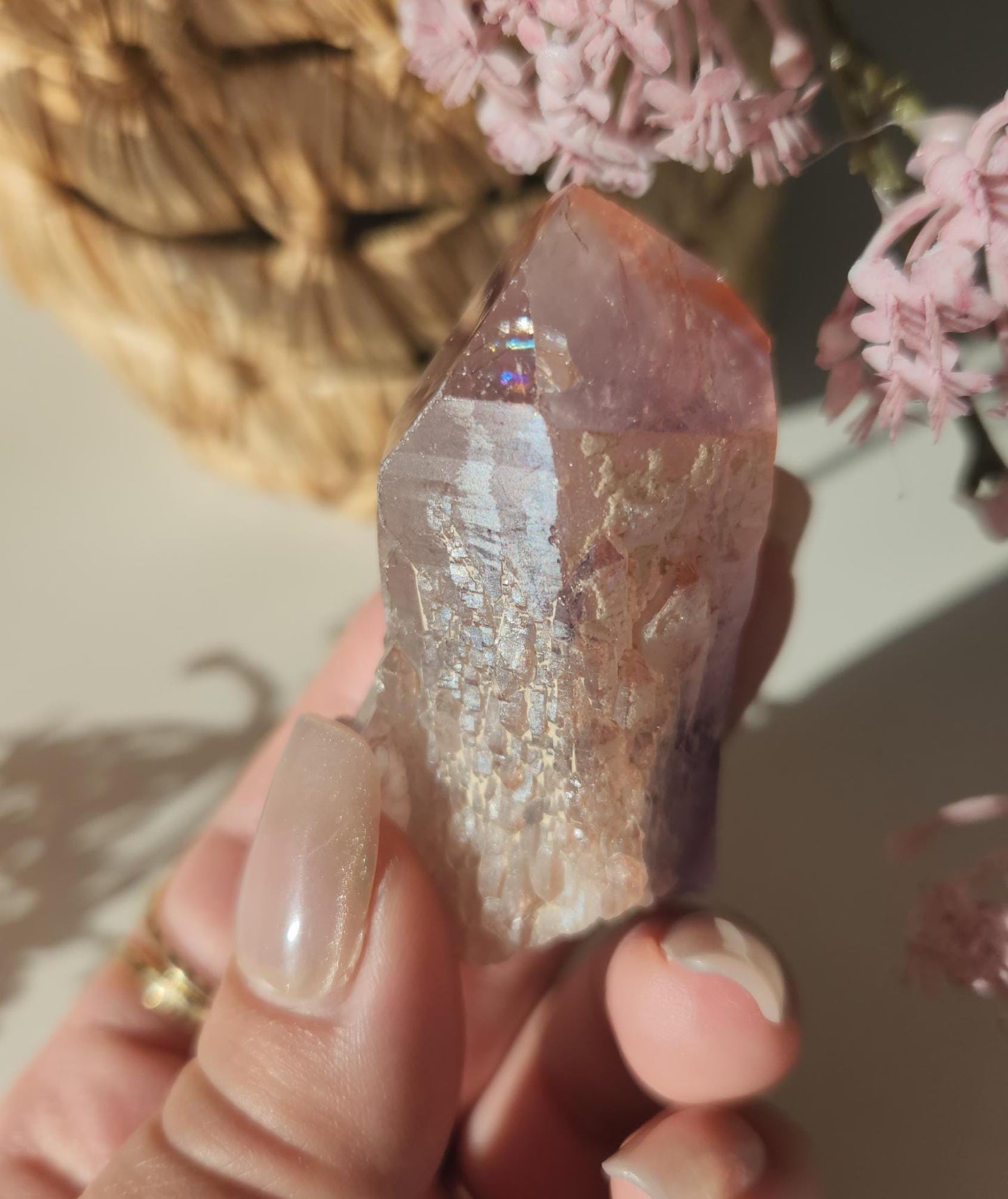AAA beautiful rare cathedral Amethyst point with oxidation by mother nature, self healed, raw, natural and unpolished from Brazil