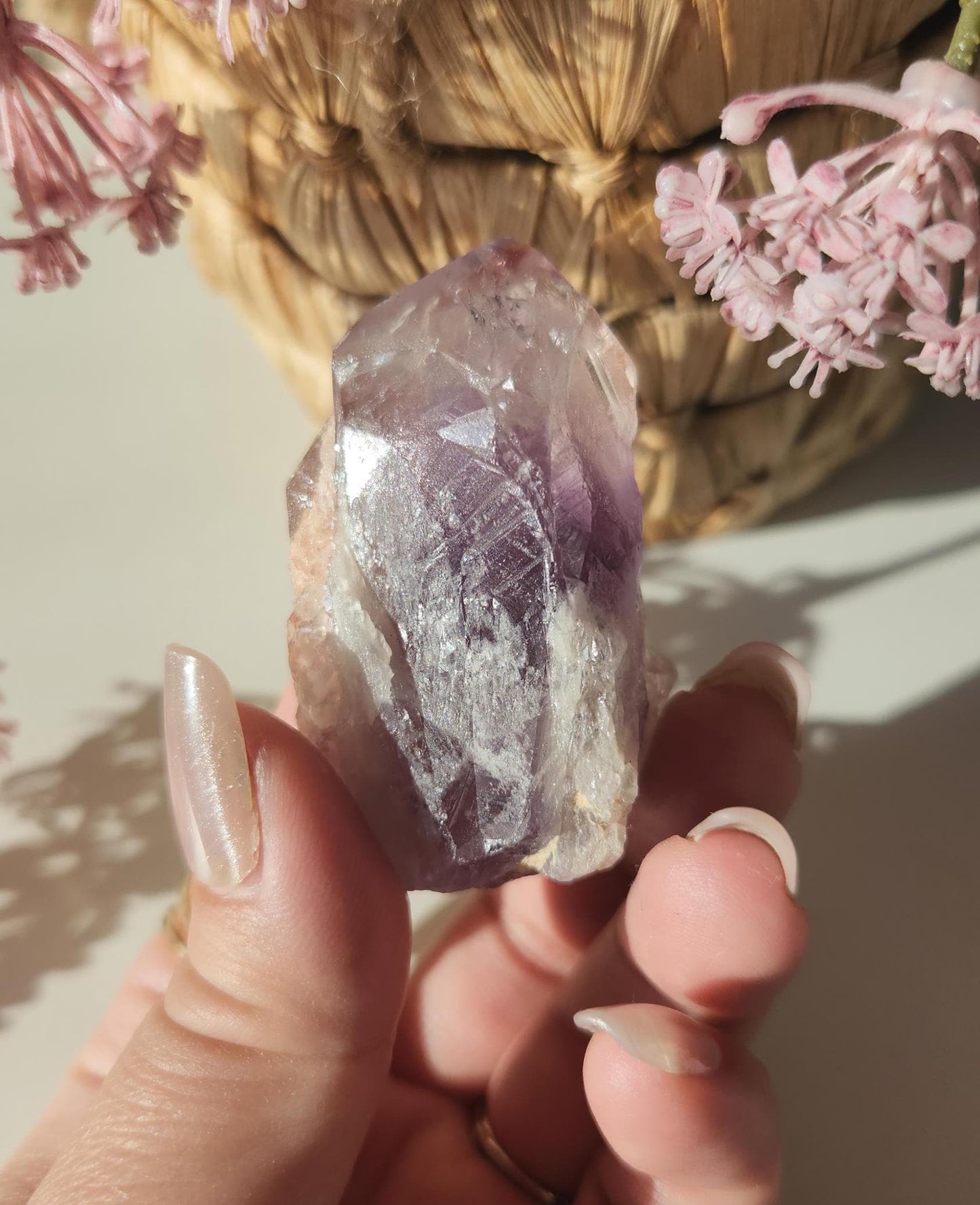 AAA beautiful rare cathedral Amethyst point with oxidation by mother nature, self healed, raw, natural and unpolished from Brazil