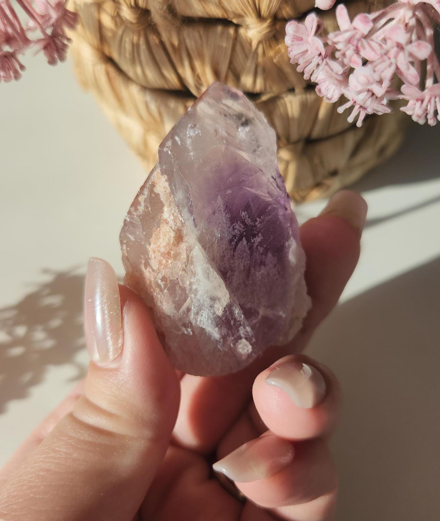 AAA beautiful rare cathedral Amethyst point with oxidation by mother nature, self healed, raw, natural and unpolished from Brazil