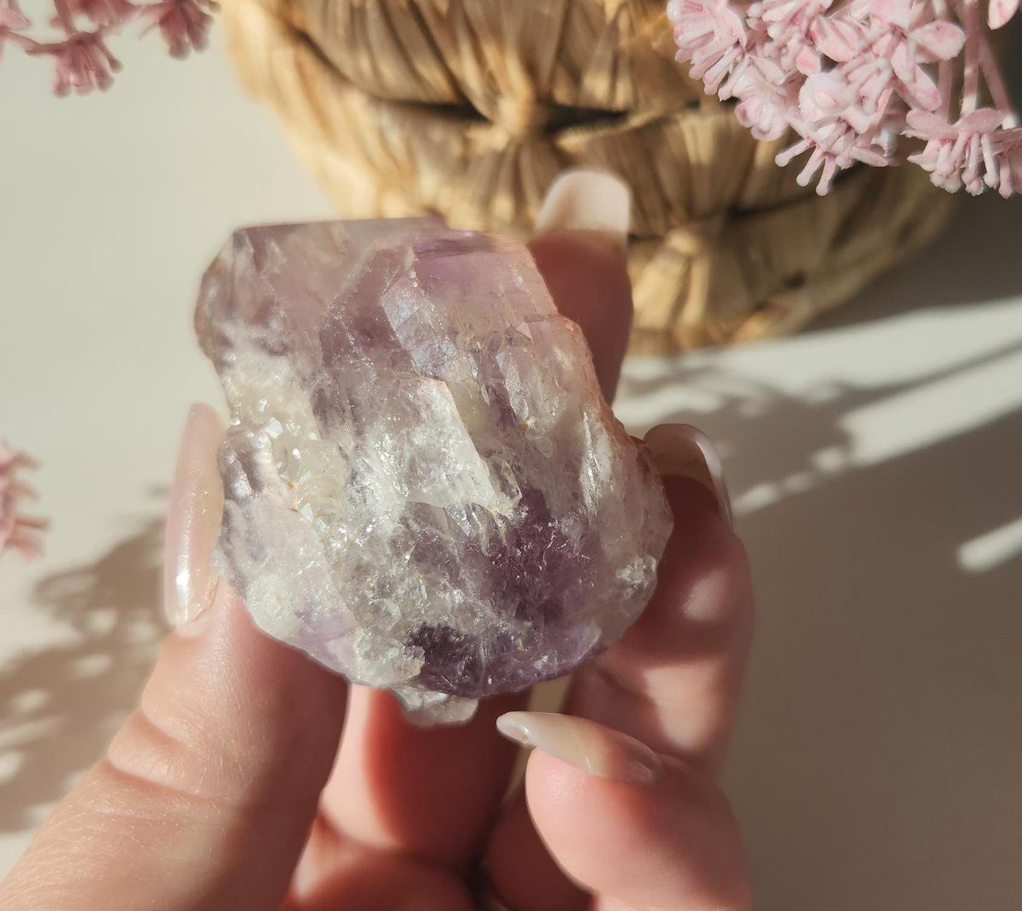 AAA beautiful rare cathedral Amethyst point with oxidation by mother nature, self healed, raw, natural and unpolished from Brazil