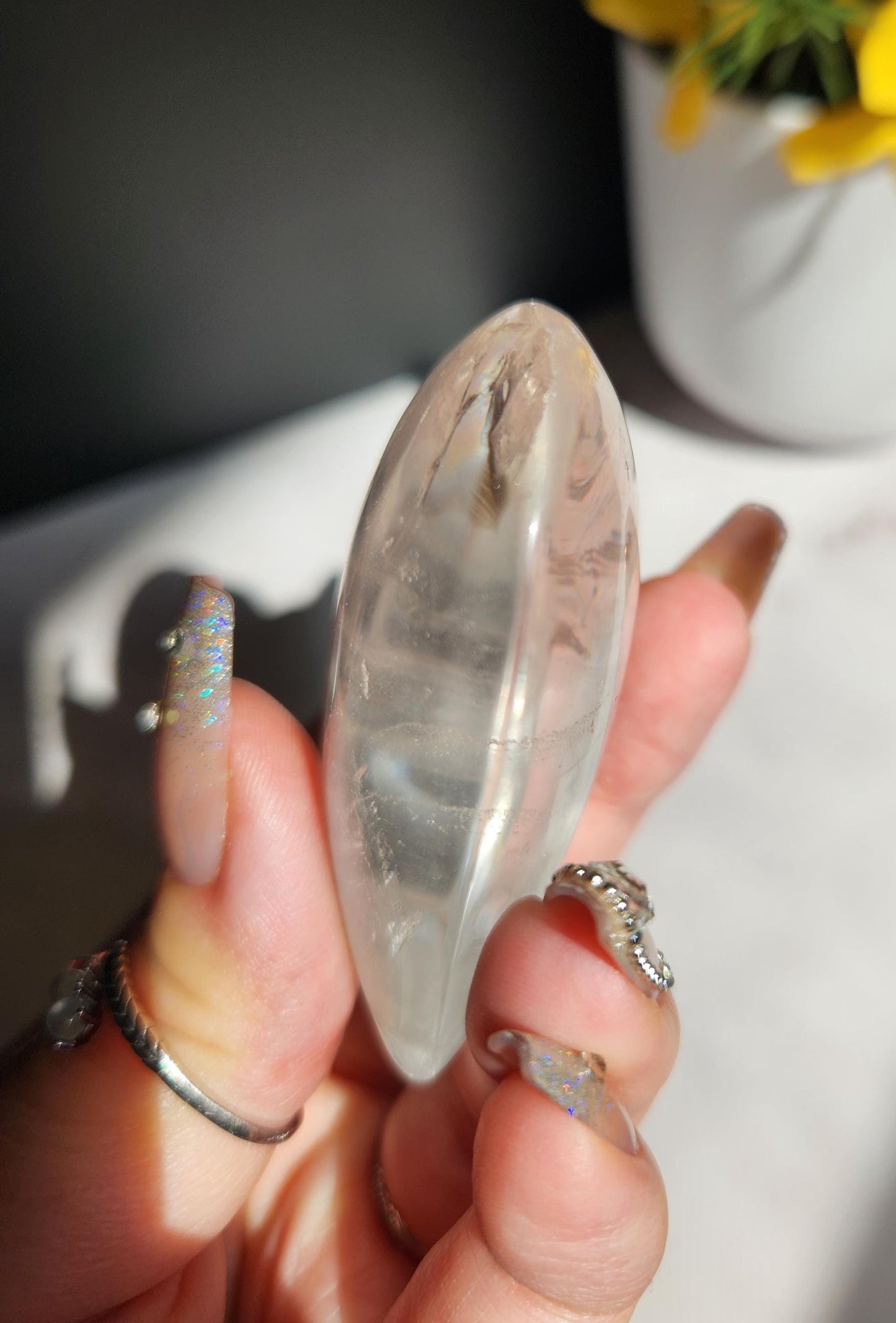 Beautiful clear quartz heart with rainbows from Brazil 29A
