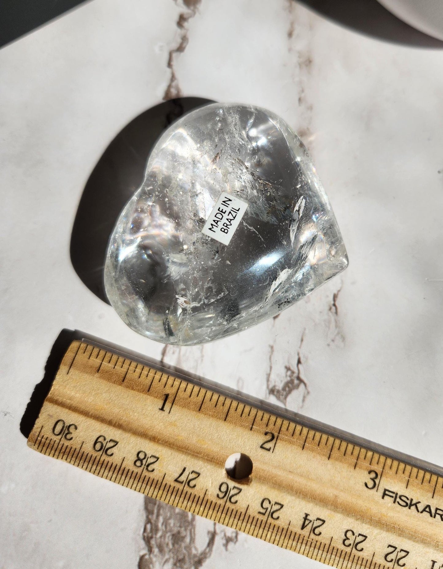 Beautiful clear quartz heart with rainbows from Brazil 32E