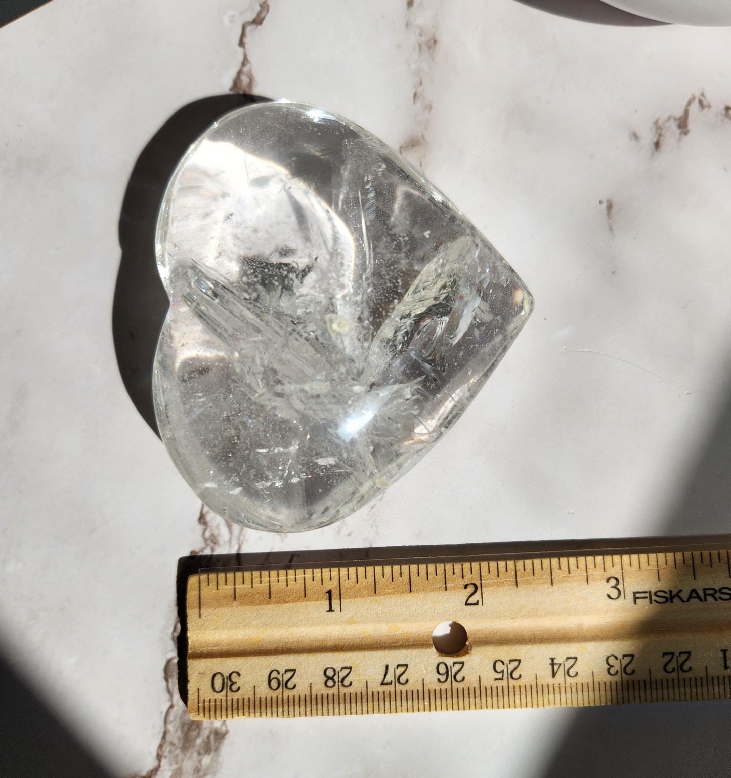 Beautiful clear quartz heart with rainbows from Brazil 55G