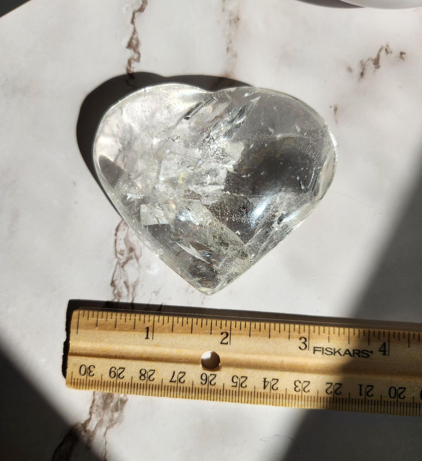 Beautiful clear quartz heart with rainbows from Brazil 55G