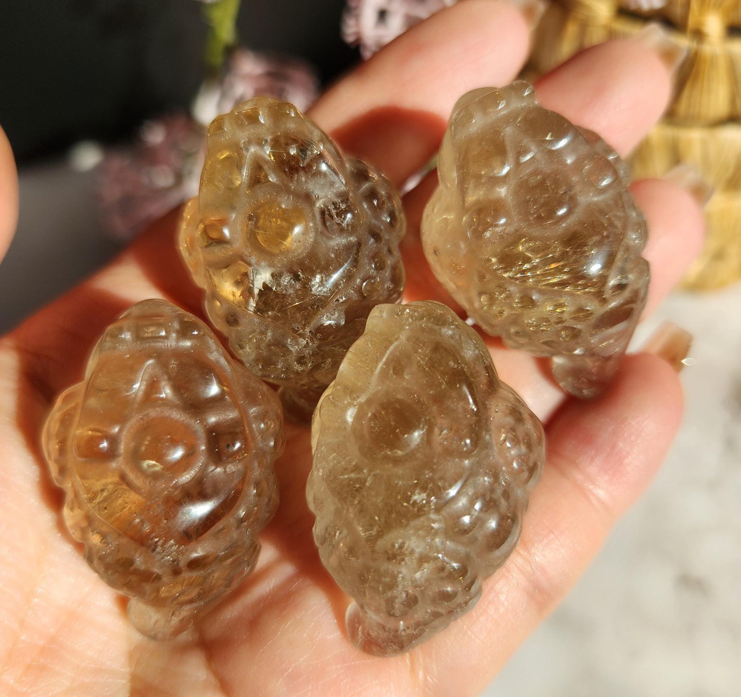 AAA golden rutile money toad carvings, money frog 34A